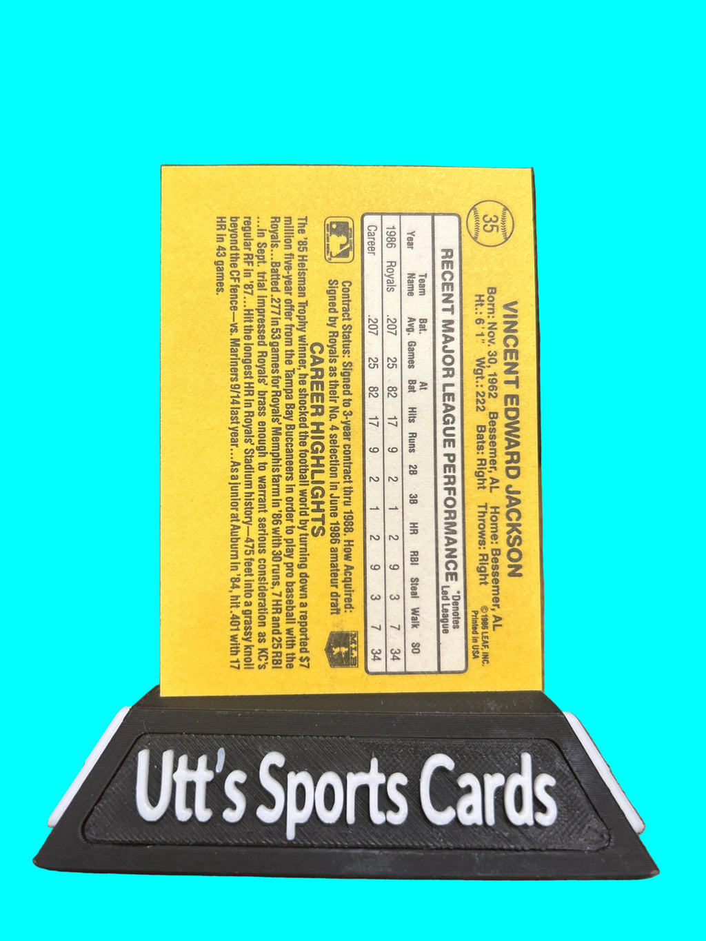 Donruss 1987 Rated Rookie- Bo Jackson #35 Royals *Near Mint*