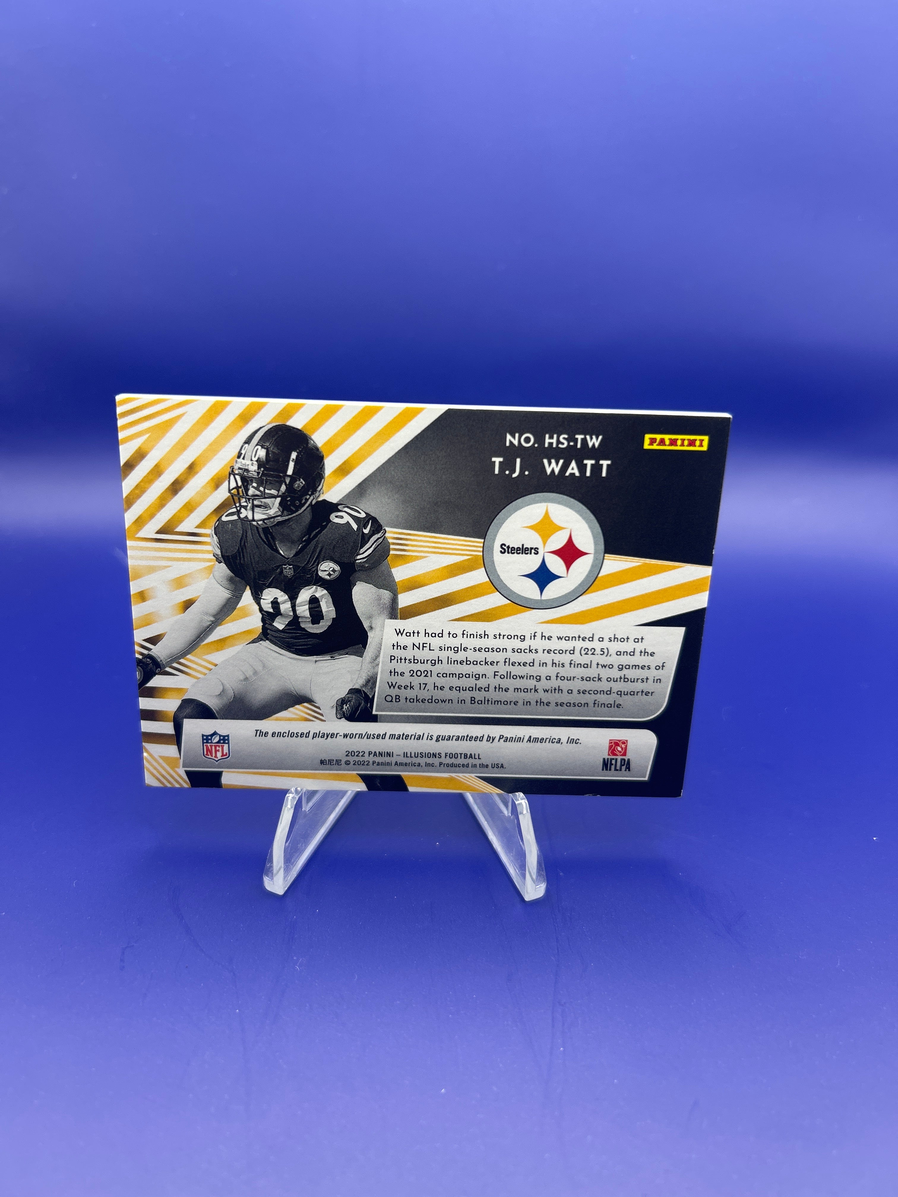 2022 Panini Illusions Highlight Swatches T.J. Watt Game Worn Patch #3/10!!😱