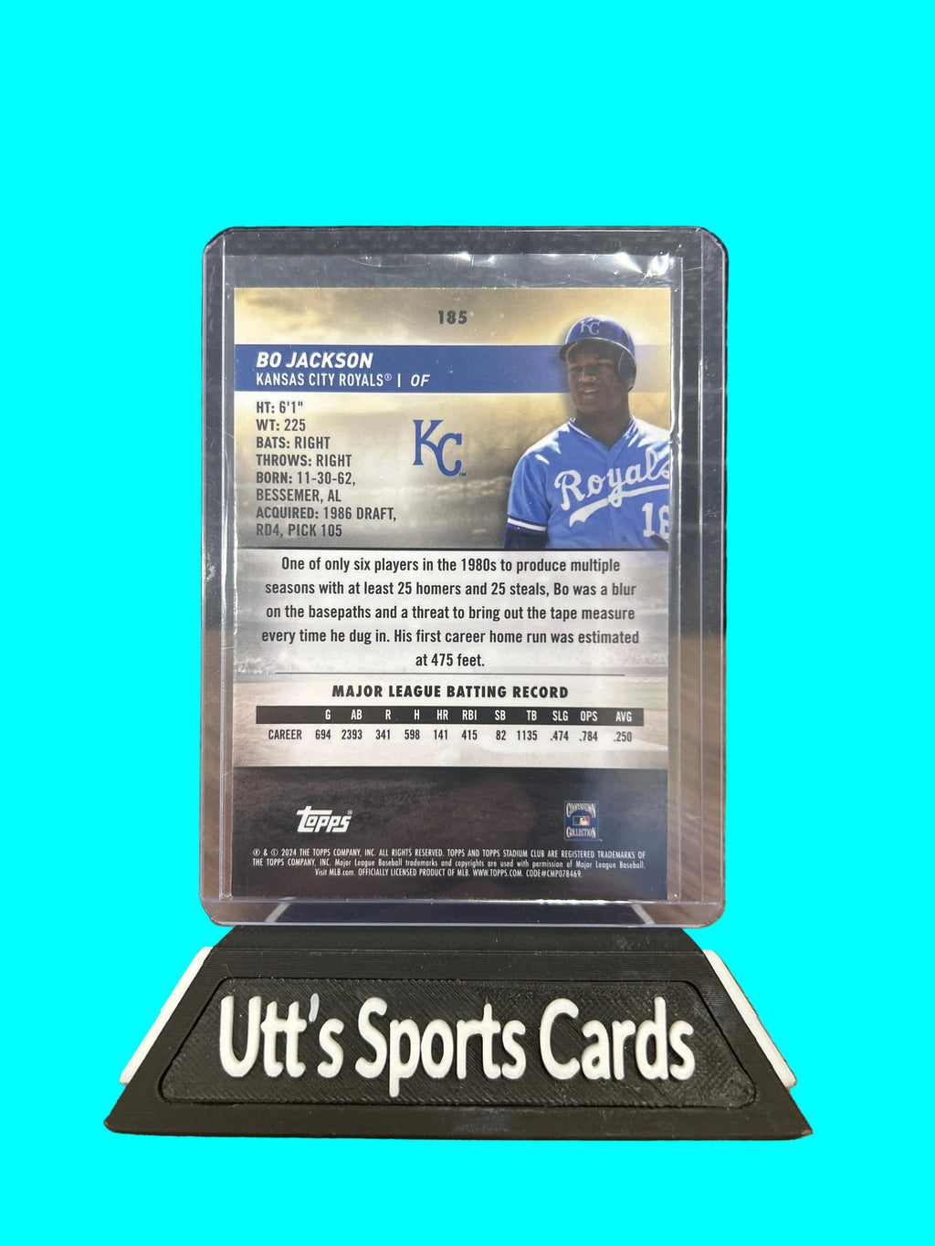 Bo Jackson 2024 Topps Stadium Club Baseball Chrome #185 Kansas City Royals