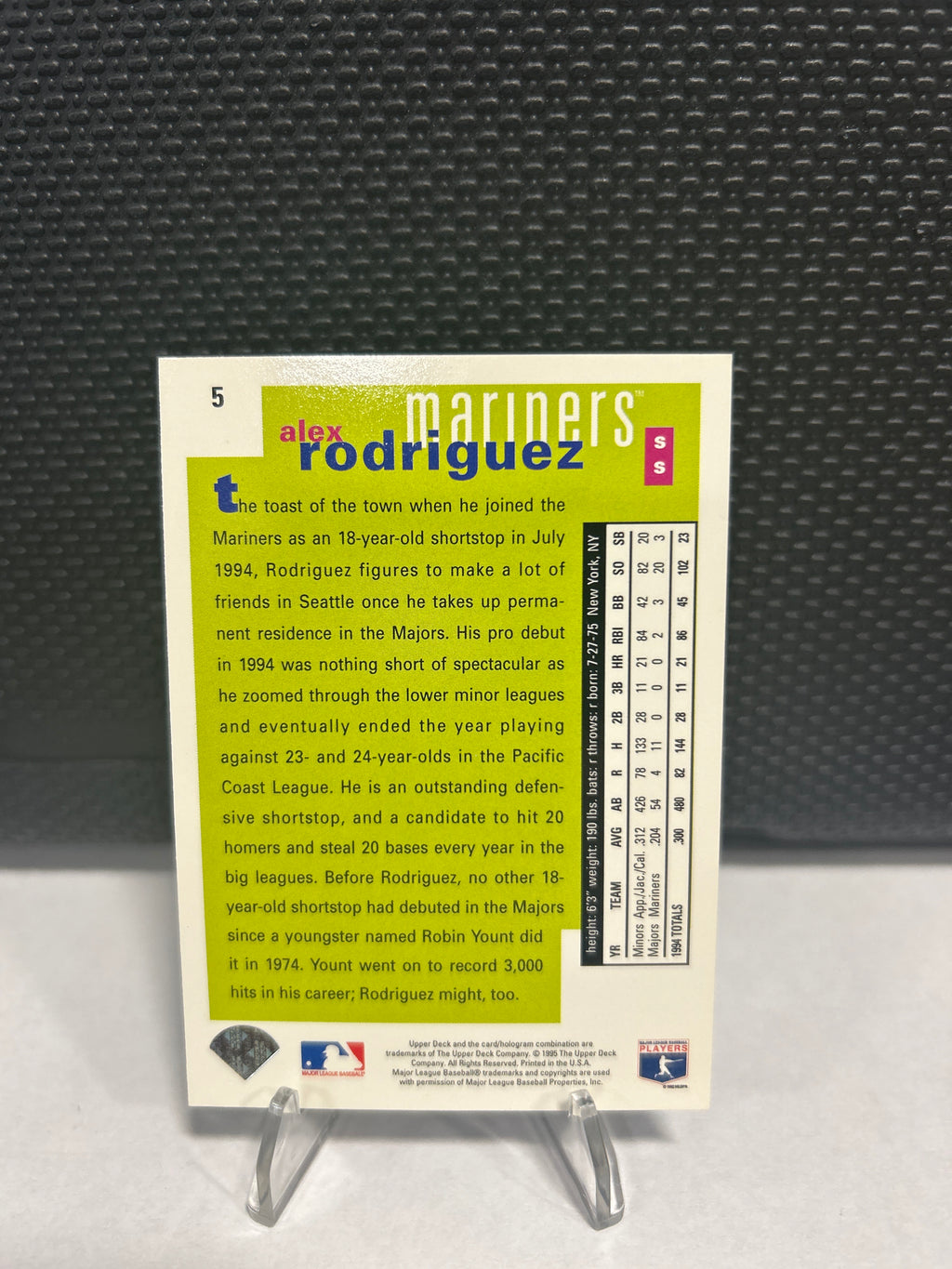1995 Upper Deck Collector's Choice Alex Rodriguez #5 Seattle Mariners Rookie