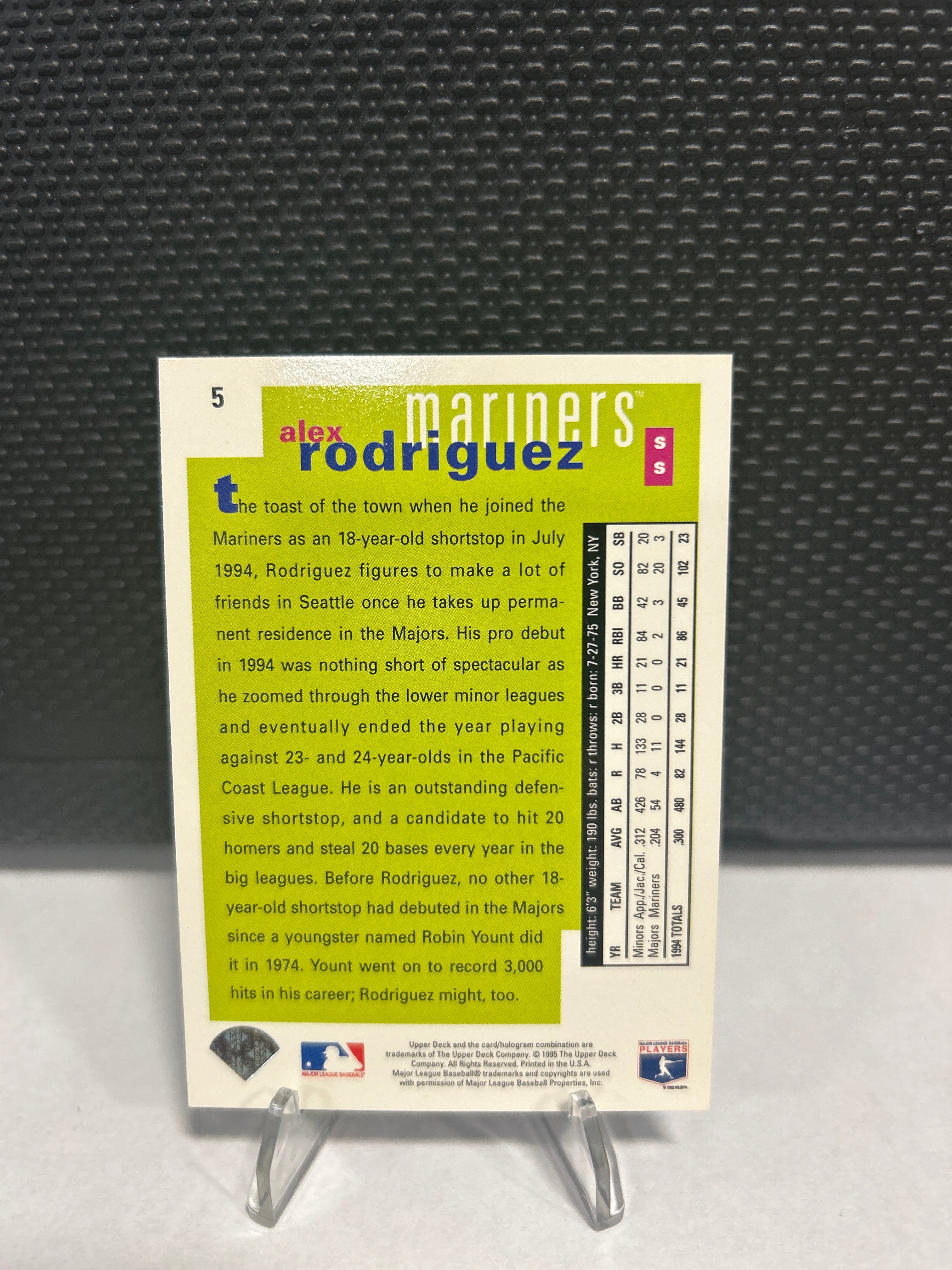 1995 Upper Deck Collector's Choice Alex Rodriguez #5 Seattle Mariners Rookie