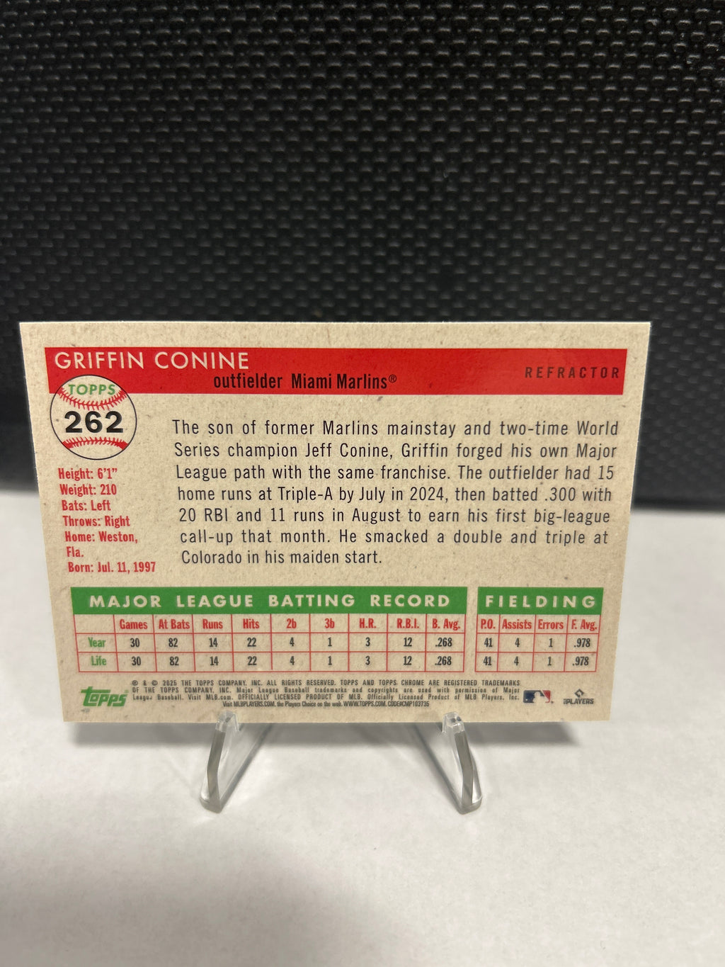 Topps 2026 Chrome Platinum Griffin Conine #262 Rookie  Miami Marlins