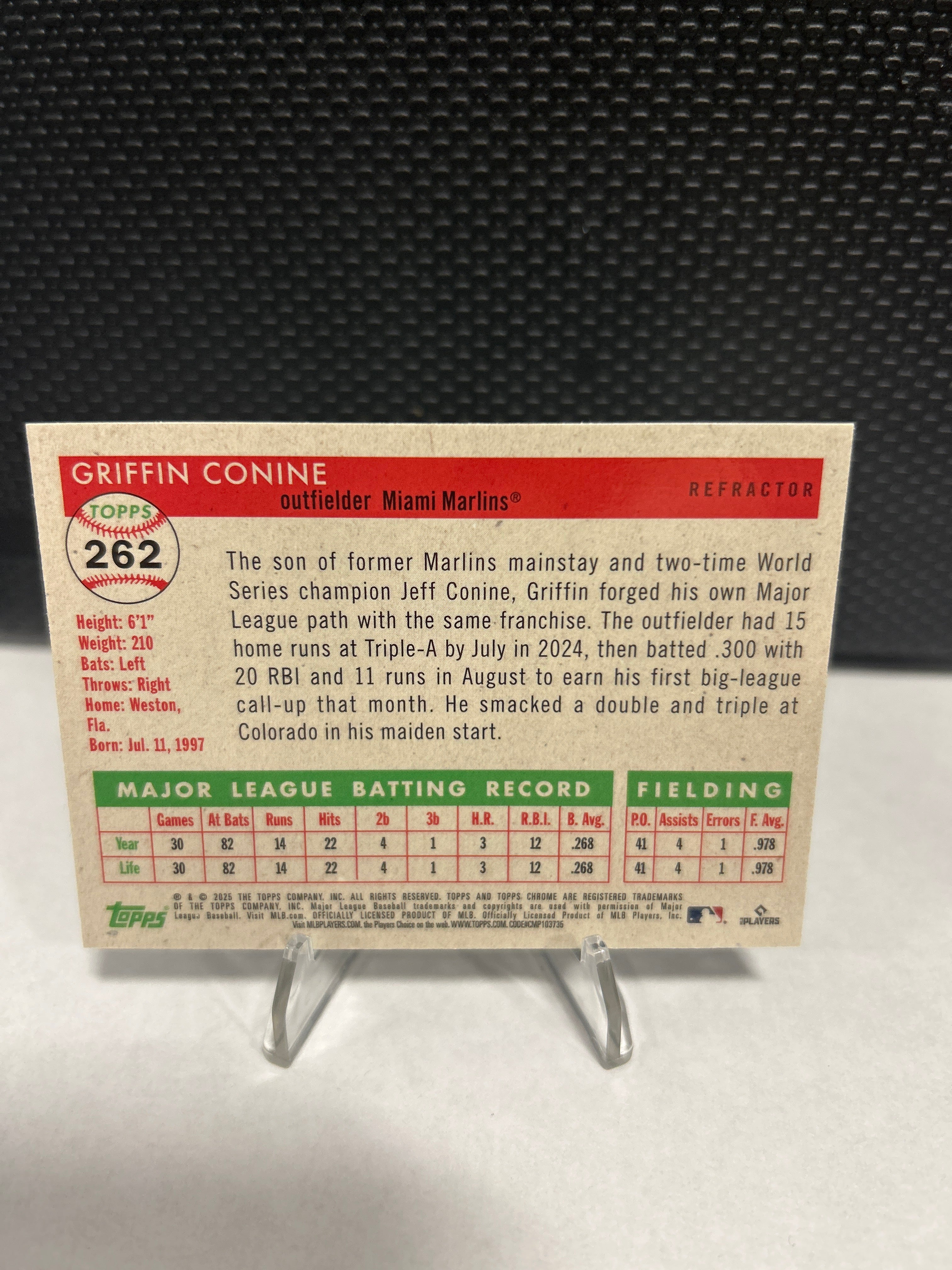 Topps 2026 Chrome Platinum Griffin Conine #262 Rookie  Miami Marlins