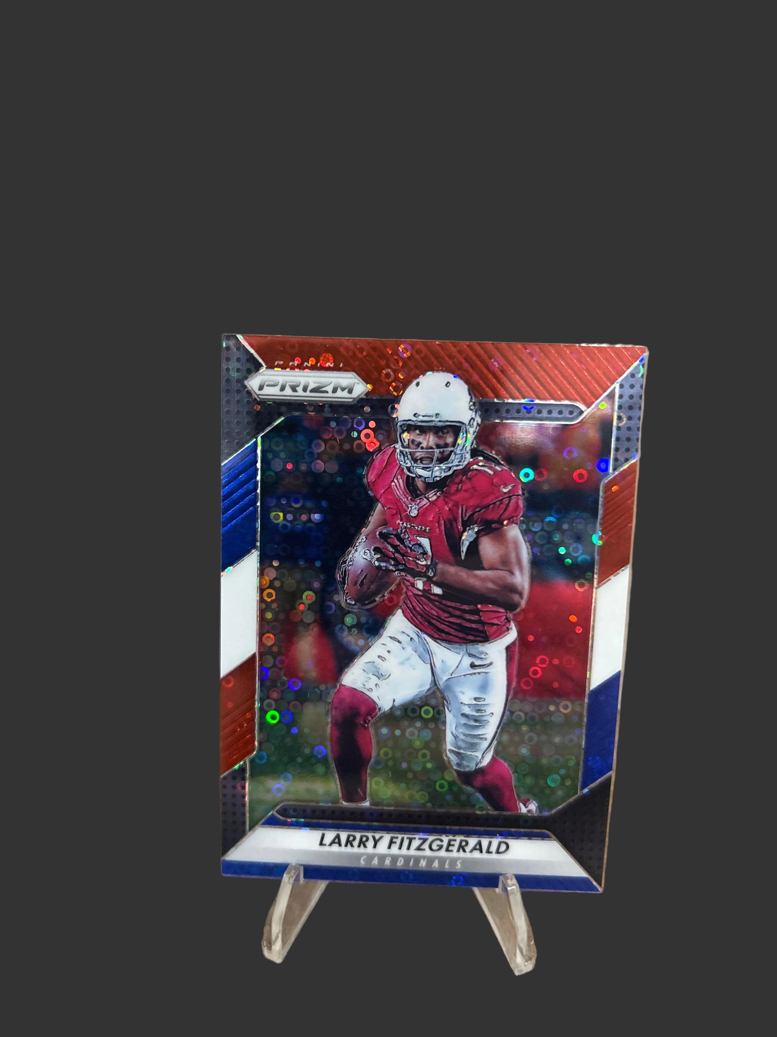 2016 Prizm Larry Fitzgerald Red White & Blue Disco Refractor card