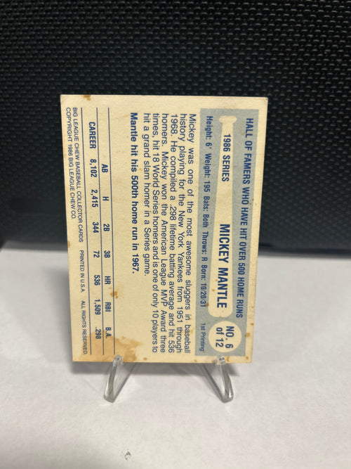 1986 Big League Chew Home Run Legends - Mickey Mantle #6