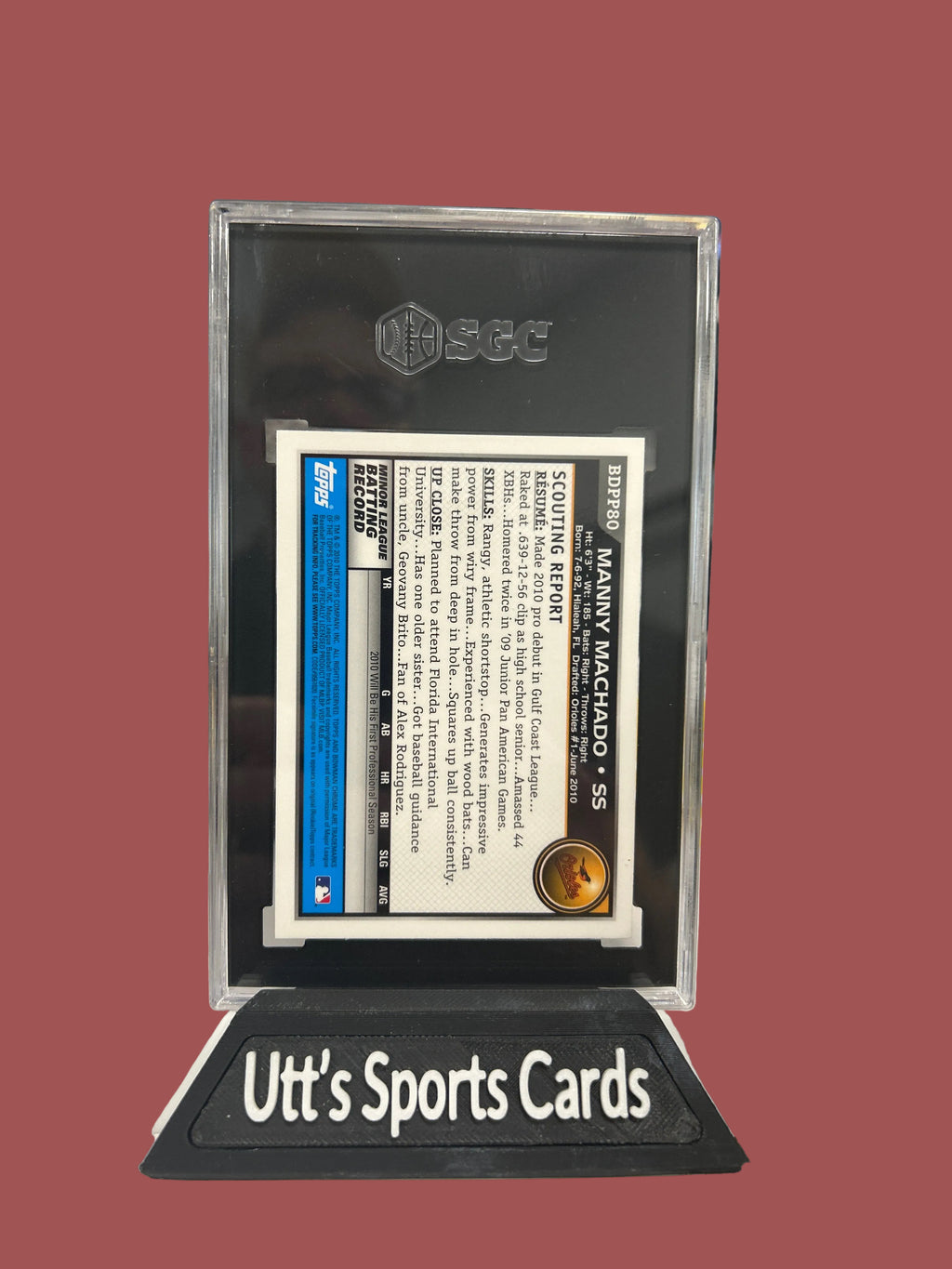 2010 Bowman DPP - Chrome Draft Picks Manny Machado #BDPP80 (RC) SGC 9.5