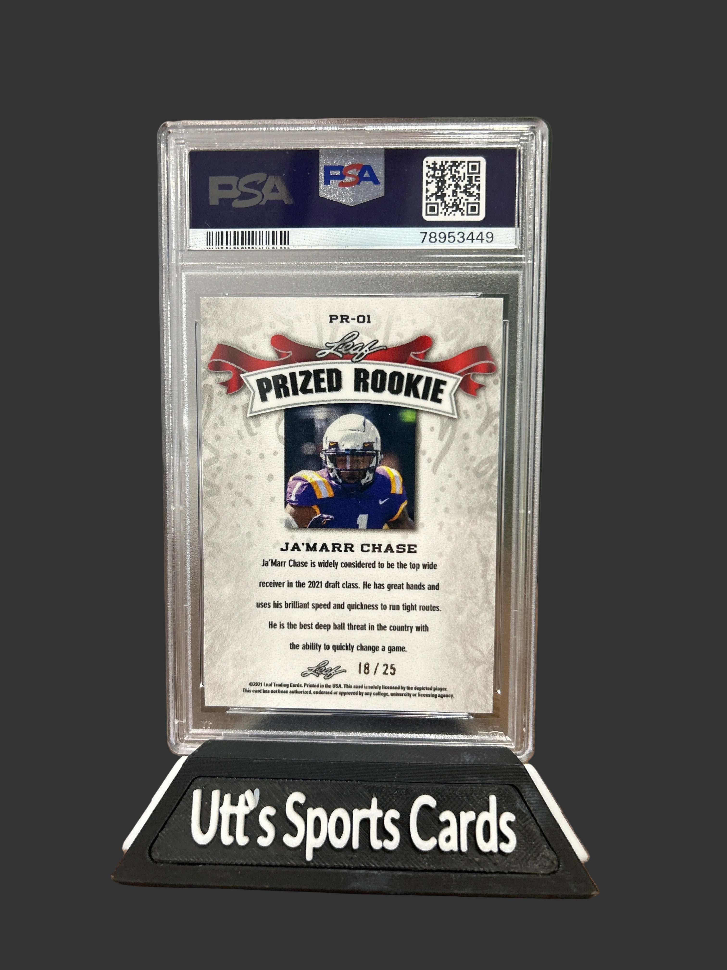 2021 Leaf Prized Rookie METAL S/R Ja'Marr Chase PR-01 18/25