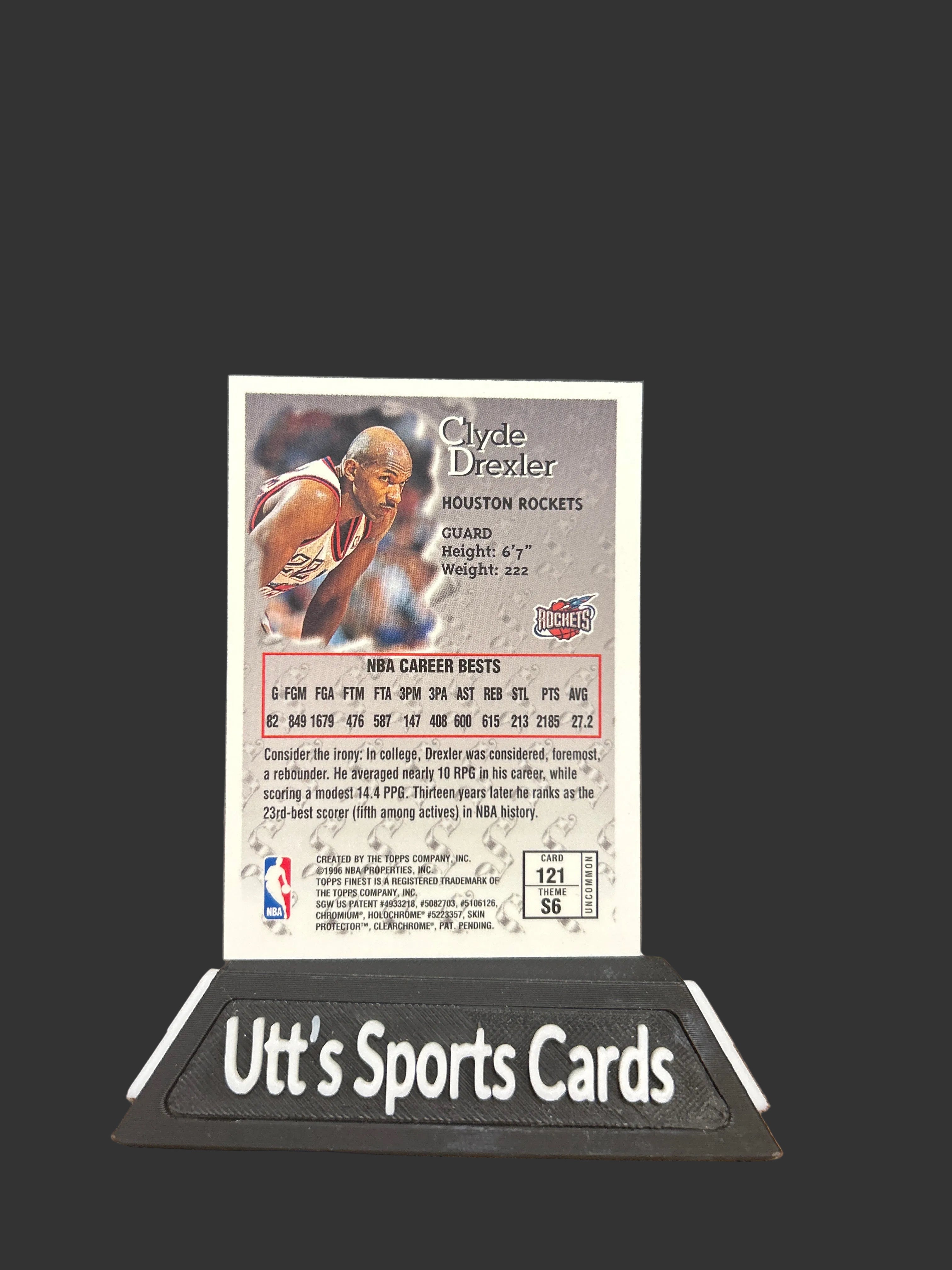 1996-97 Topps Finest - Uncommon Silver Clyde Drexler #121 Sterling Rockets HoF