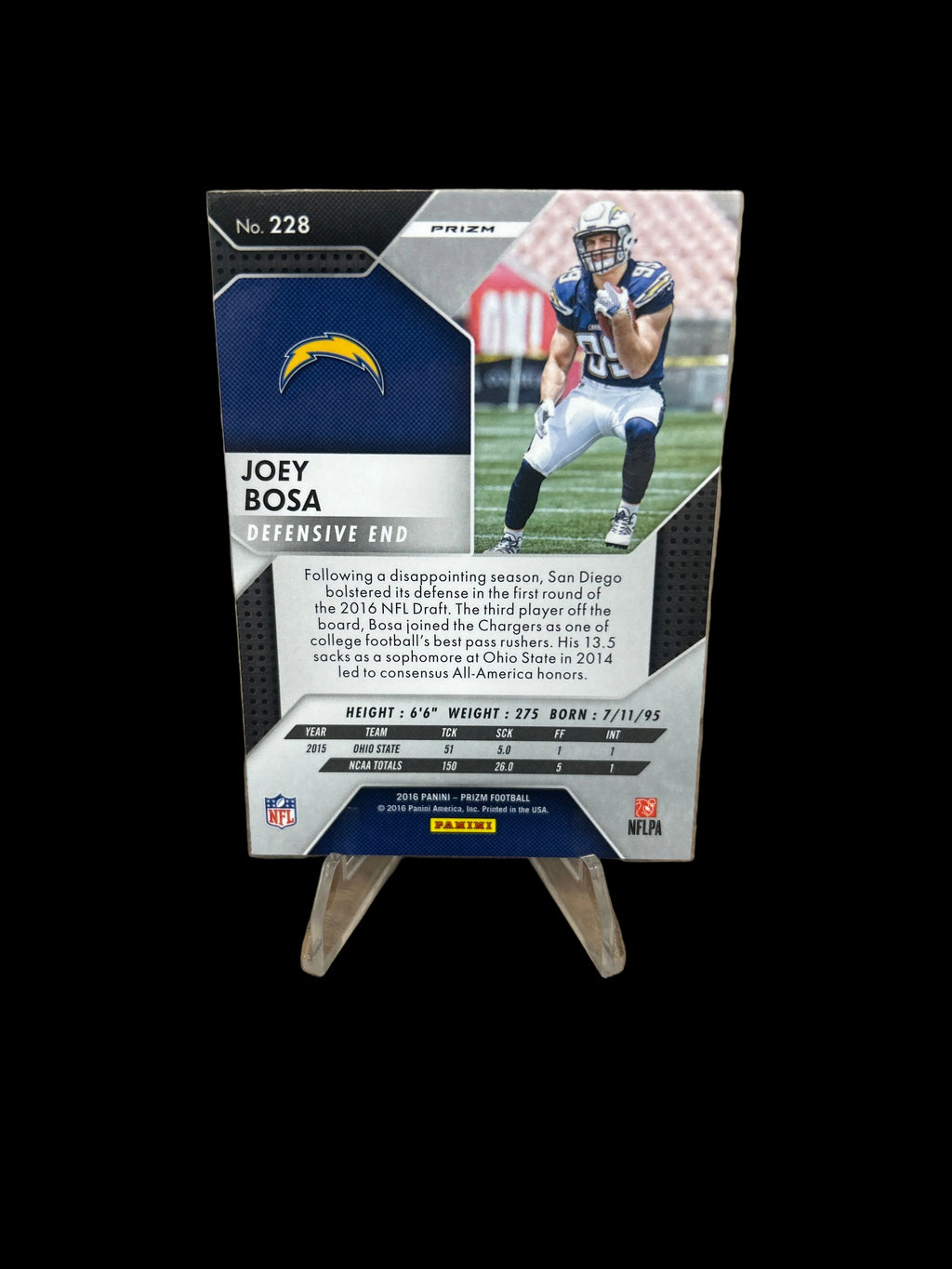 2016 Panini Prizm Red White & Blue Disco Prizm #228 Joey Bosa Chargers RC Rookie