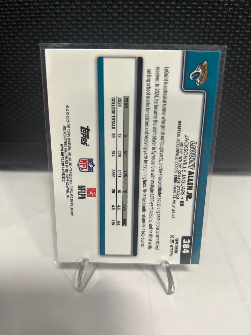 2025 Topps Chrome Lequint Allen JR. Pulsar (RC) #384