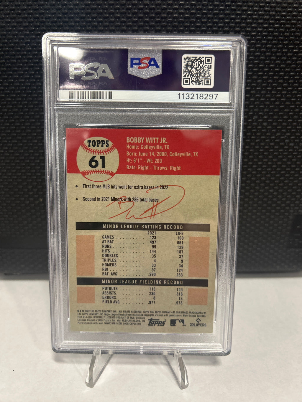 2022 Bobby Witt Jr Topps Chrome Platinum Anniversary #61 Royals PSA 9 MINT