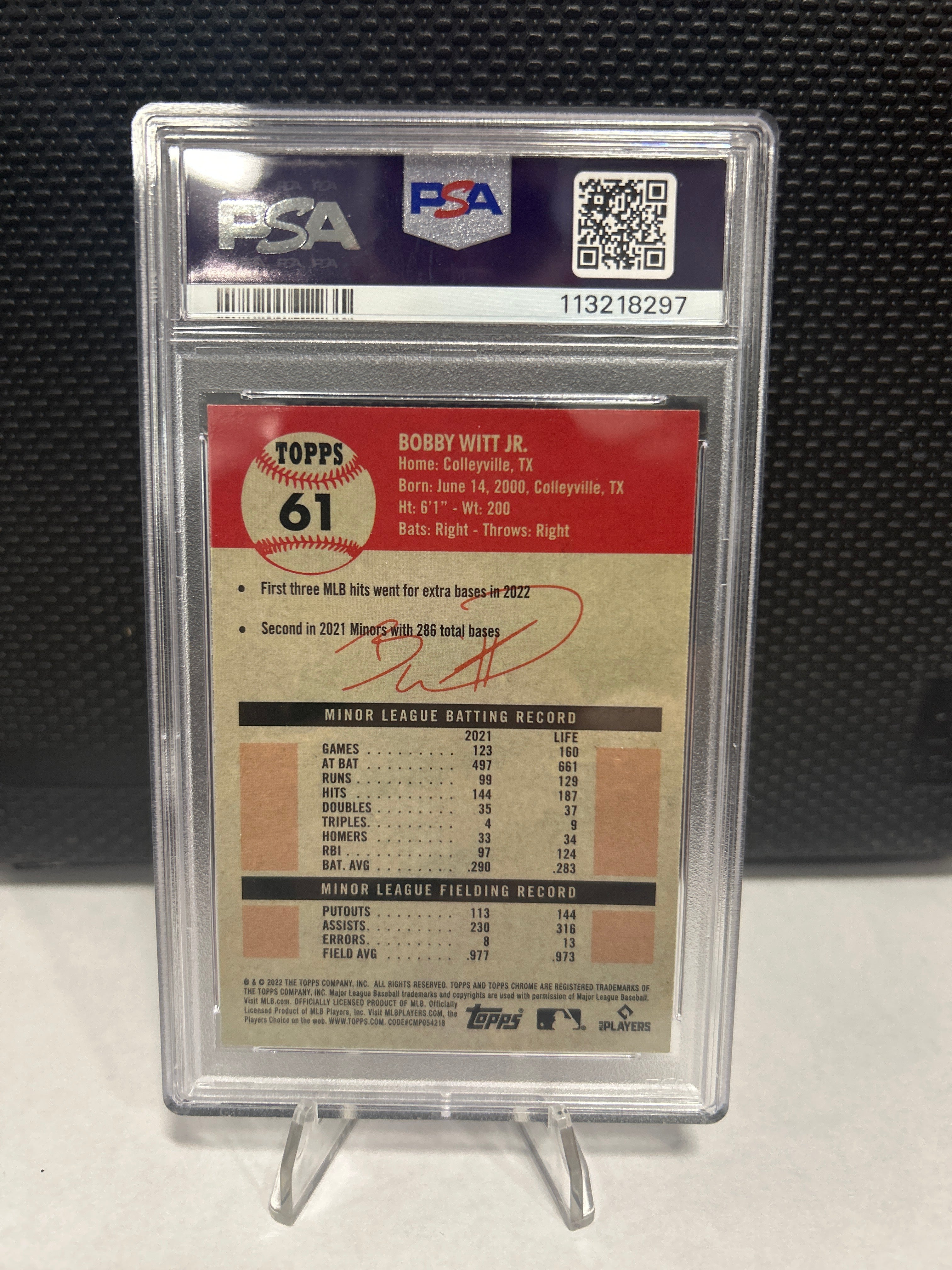 2022 Bobby Witt Jr Topps Chrome Platinum Anniversary #61 Royals PSA 9 MINT