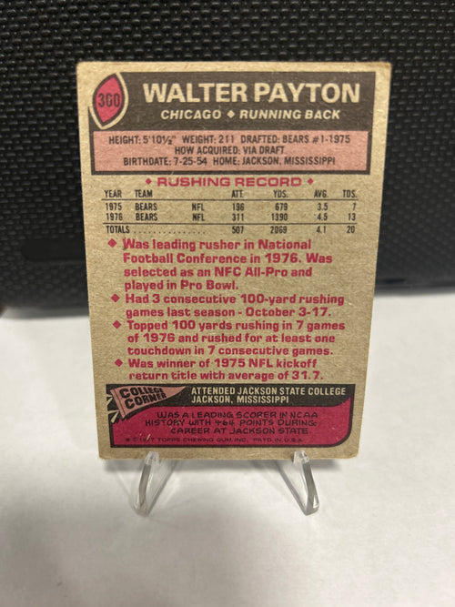 1977 Topps Walter Payton 1976 NFC ALL-PRO CHICAGO BEARS