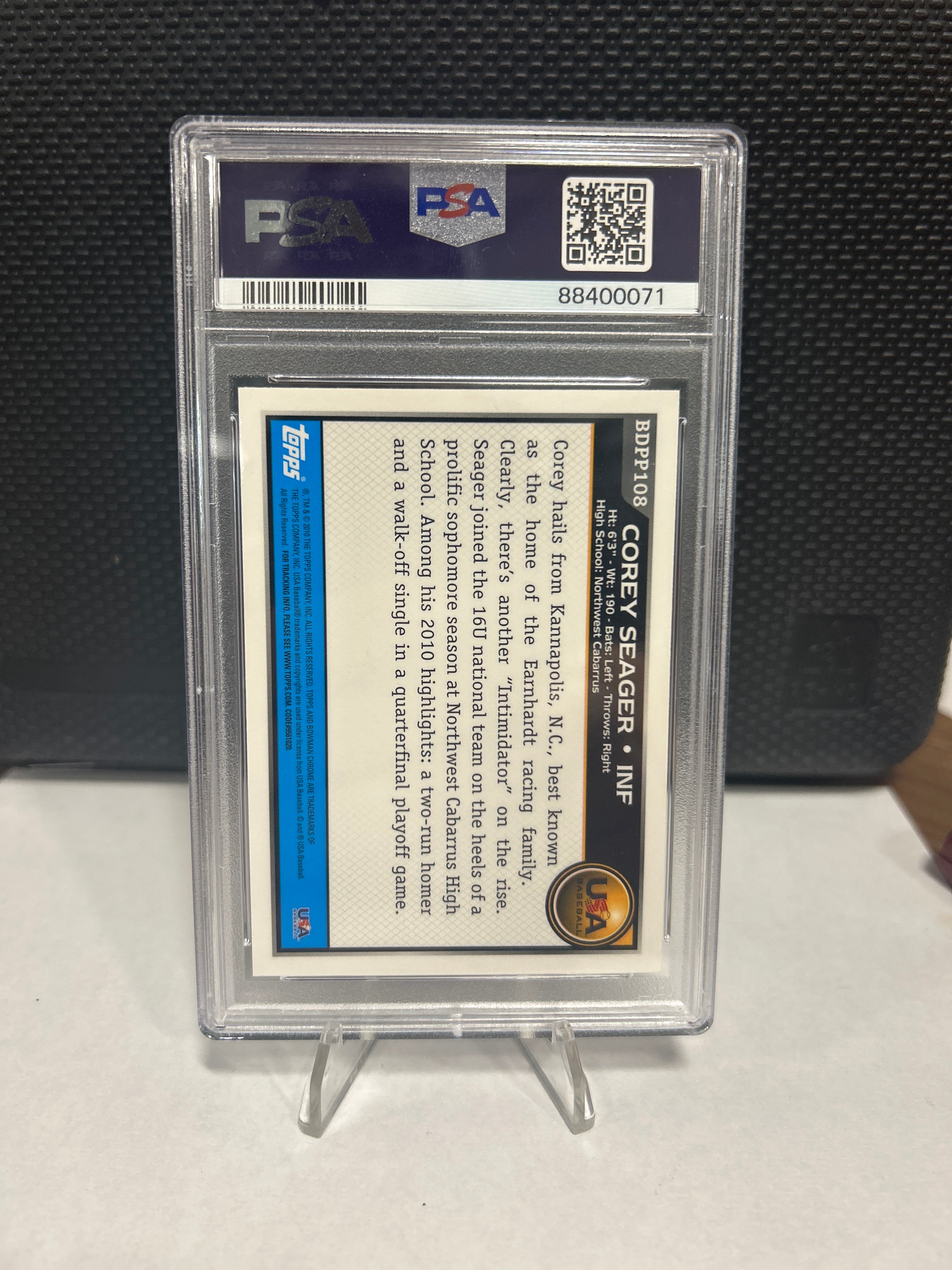 COREY SEAGER / 2010 BOWMAN CHROME RC USA TEAM *PSA 9