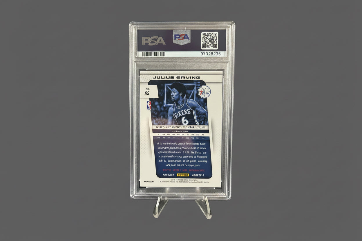 2013-14 Panini Prizm Blue White Red Pulsar Prizm Julius Erving #65 PSA 9
