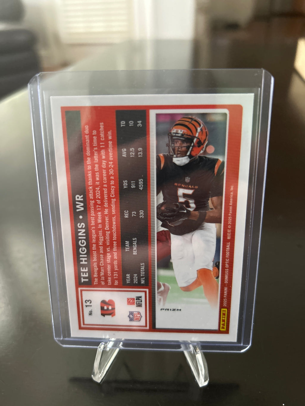 2025 Panini Donruss Optic Tee Higgins #13 Blue Stars Prizm Cincinnati Bengals