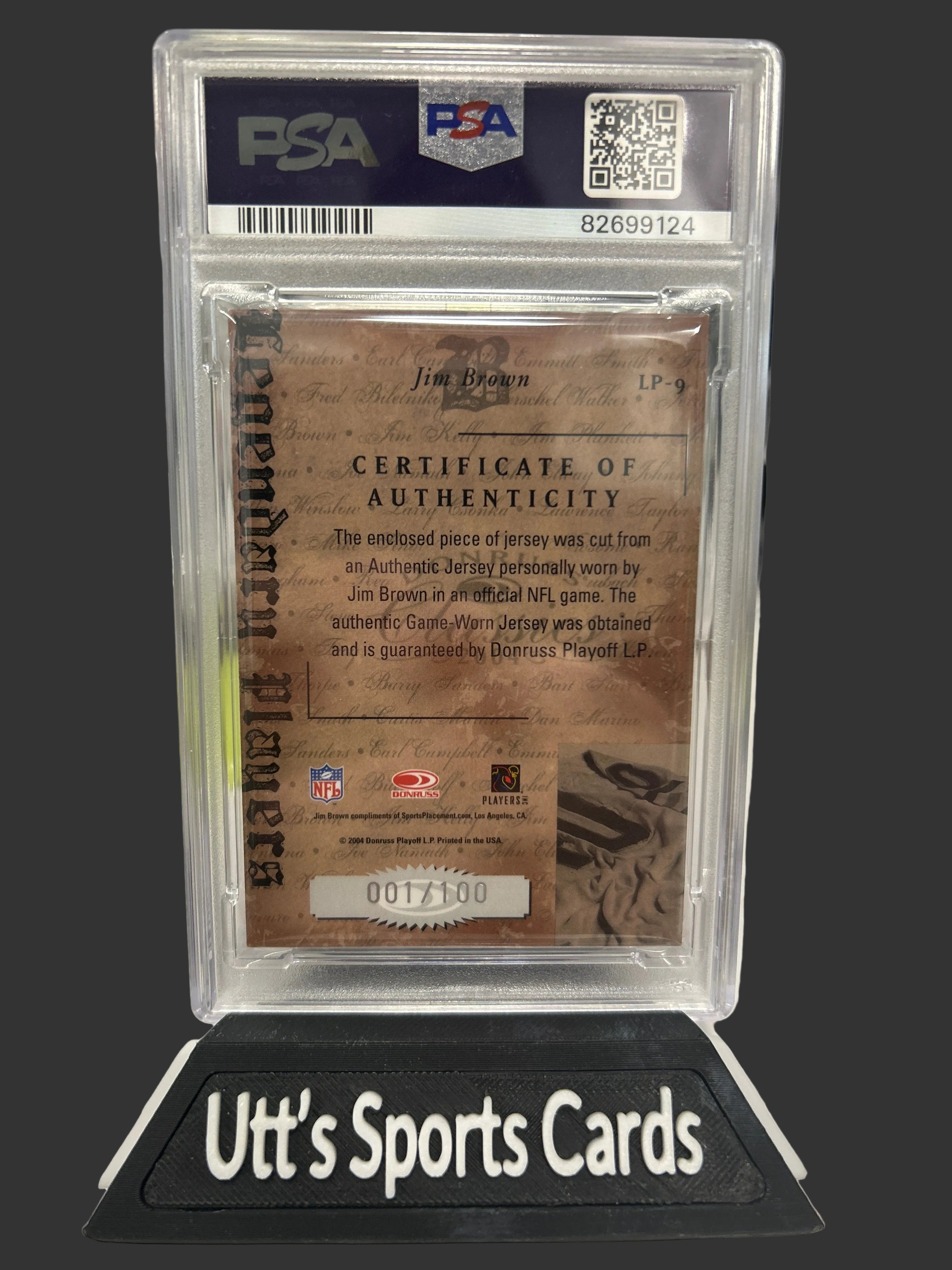 2004 Donruss Classics - Legendary Players Jim Brown #LP-9 Jersey 1/100 (MEM)