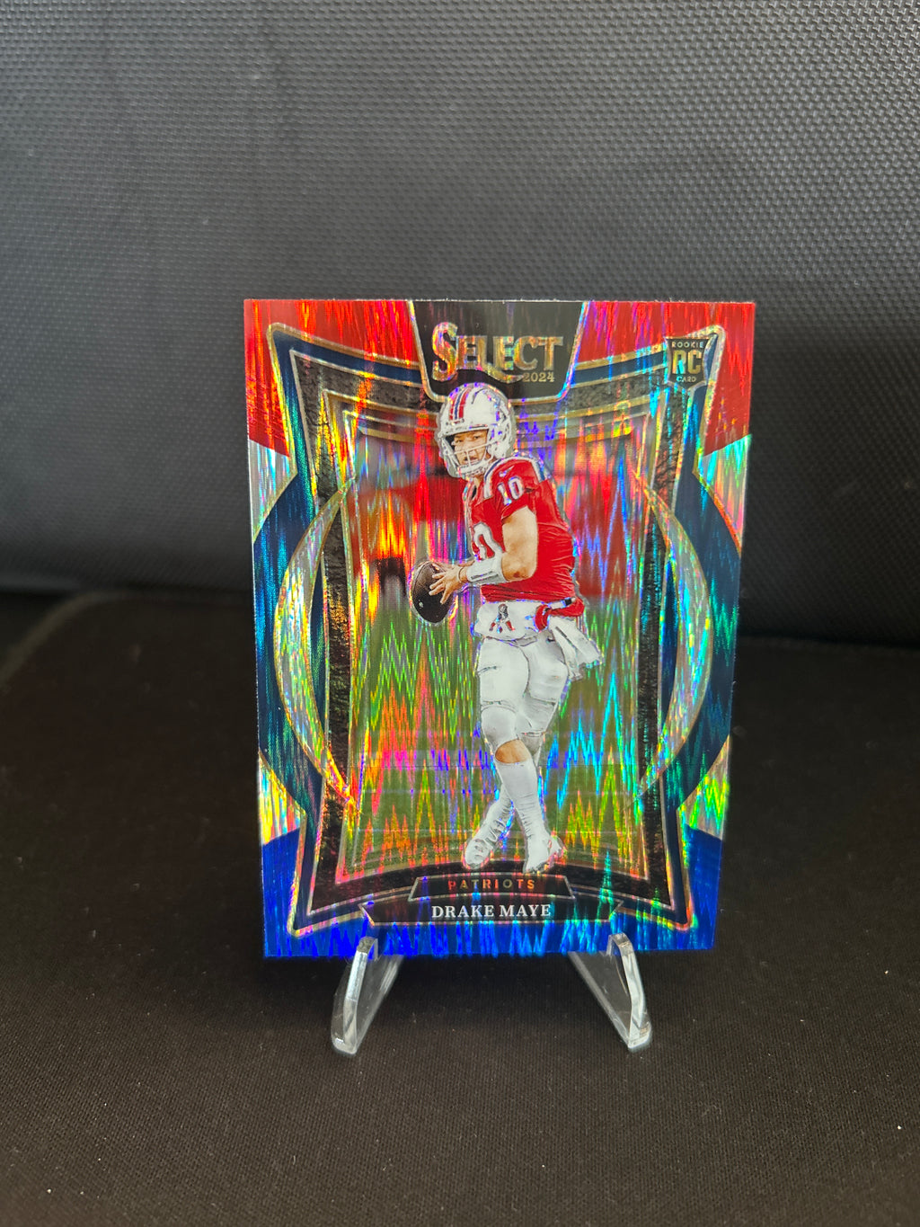 2024 Panini Select Drake Maye - Red White And Blue Shock Prizm Concourse RC