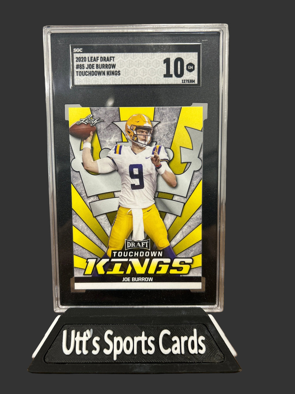 2020 Leaf Draft Joe Burrow RC SGC 10 GOLD Touchdown Kings #85 Rookie Gem