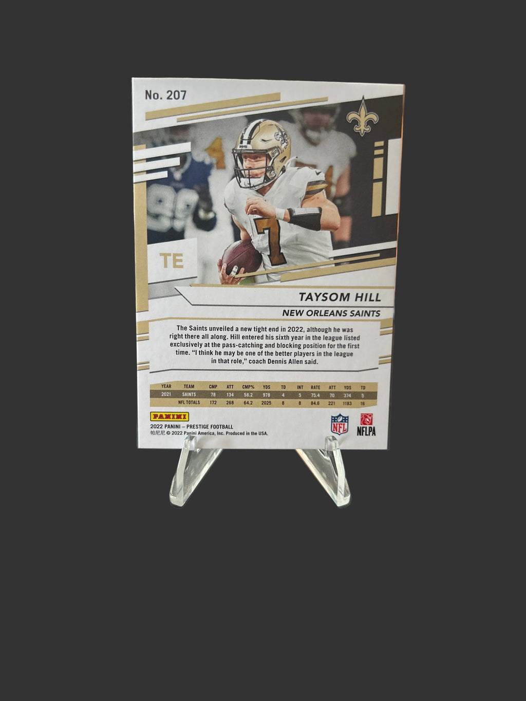 2022 Panini Prestige Football Taysom Hill Green #249 #207 New Orleans Saints