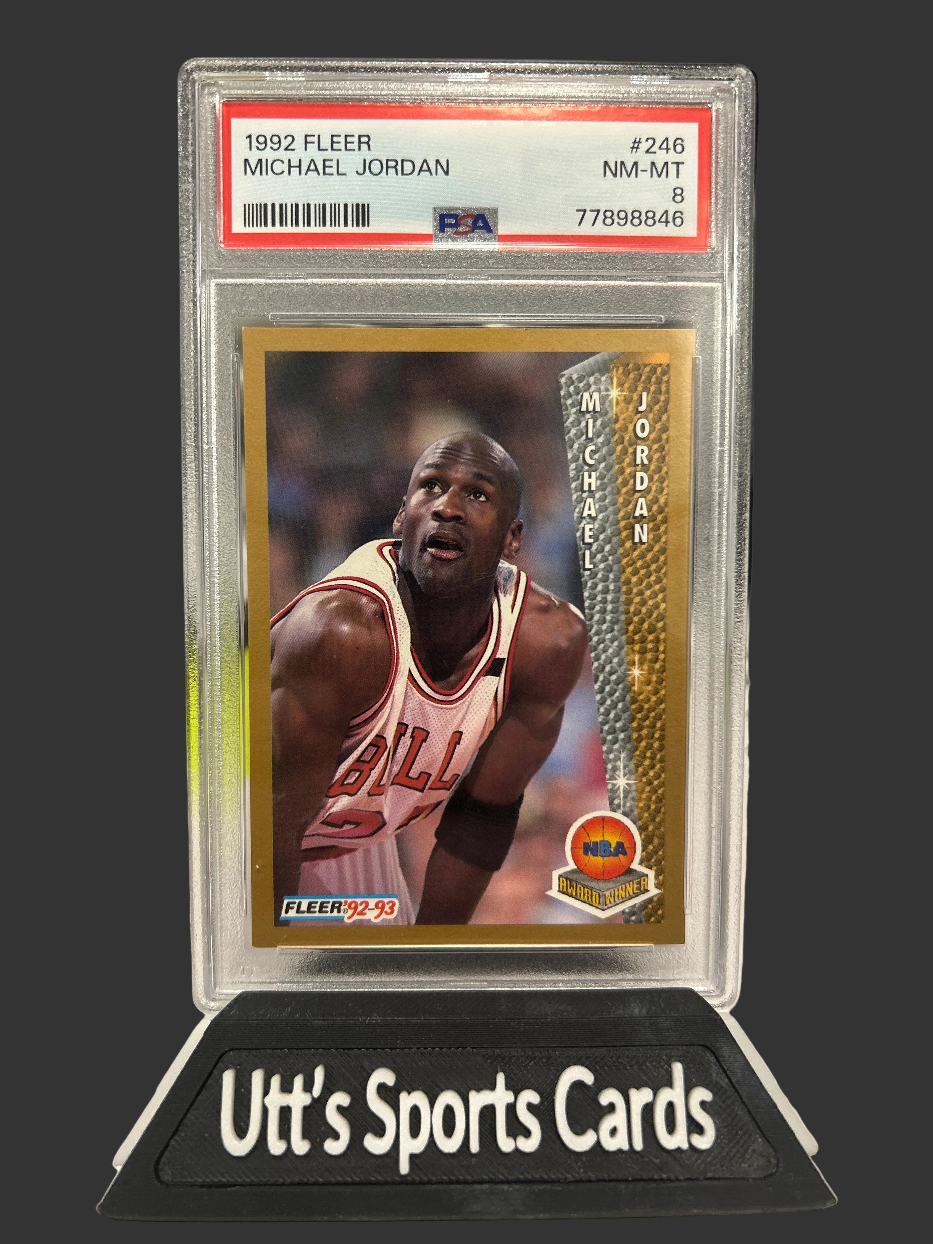 1992 FLEER #246 MICHAEL JORDAN PSA 8 FINALS AND LEAGUE MVP YEAR