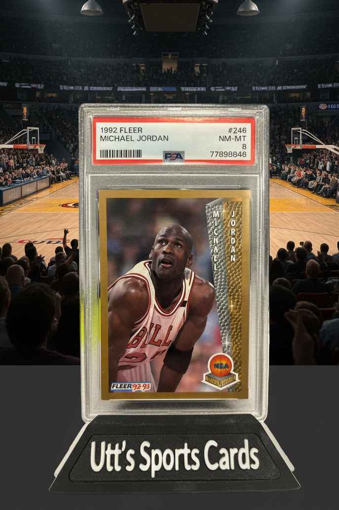 1992 FLEER #246 MICHAEL JORDAN PSA 8 FINALS AND LEAGUE MVP YEAR