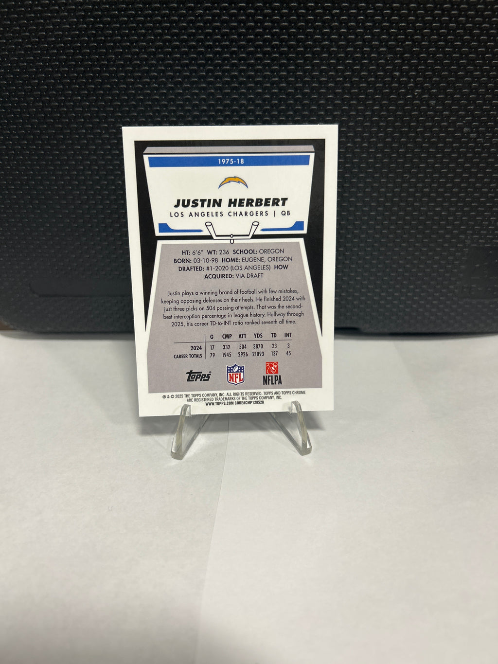 Topps 2025 Chrome Justin Herbert Refractor #1975-18 Los Angeles Chargers NFL