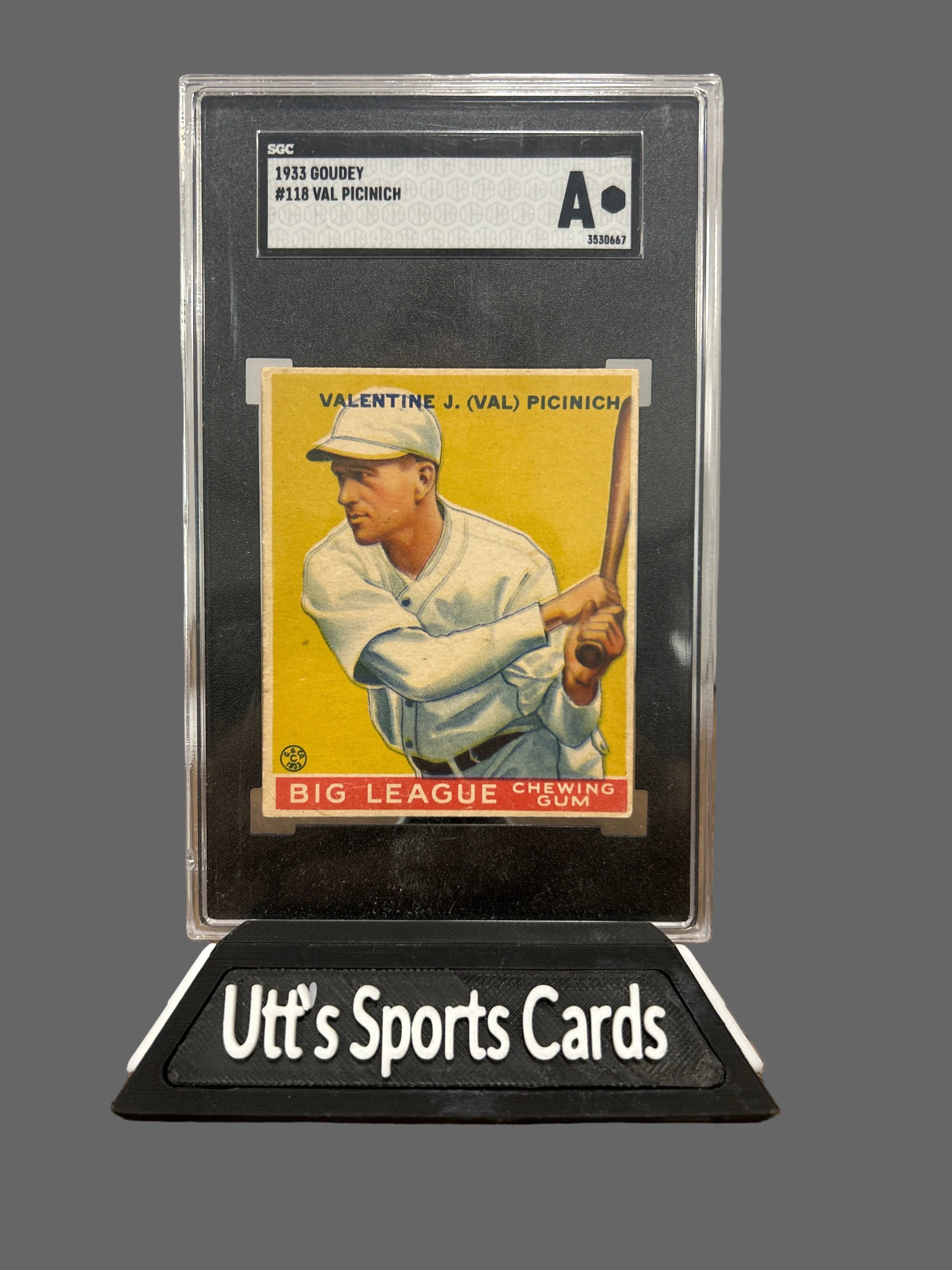 1933 Goudey Big League Chewing Gum - R319 Val Picinich #118 (RC) SGC A