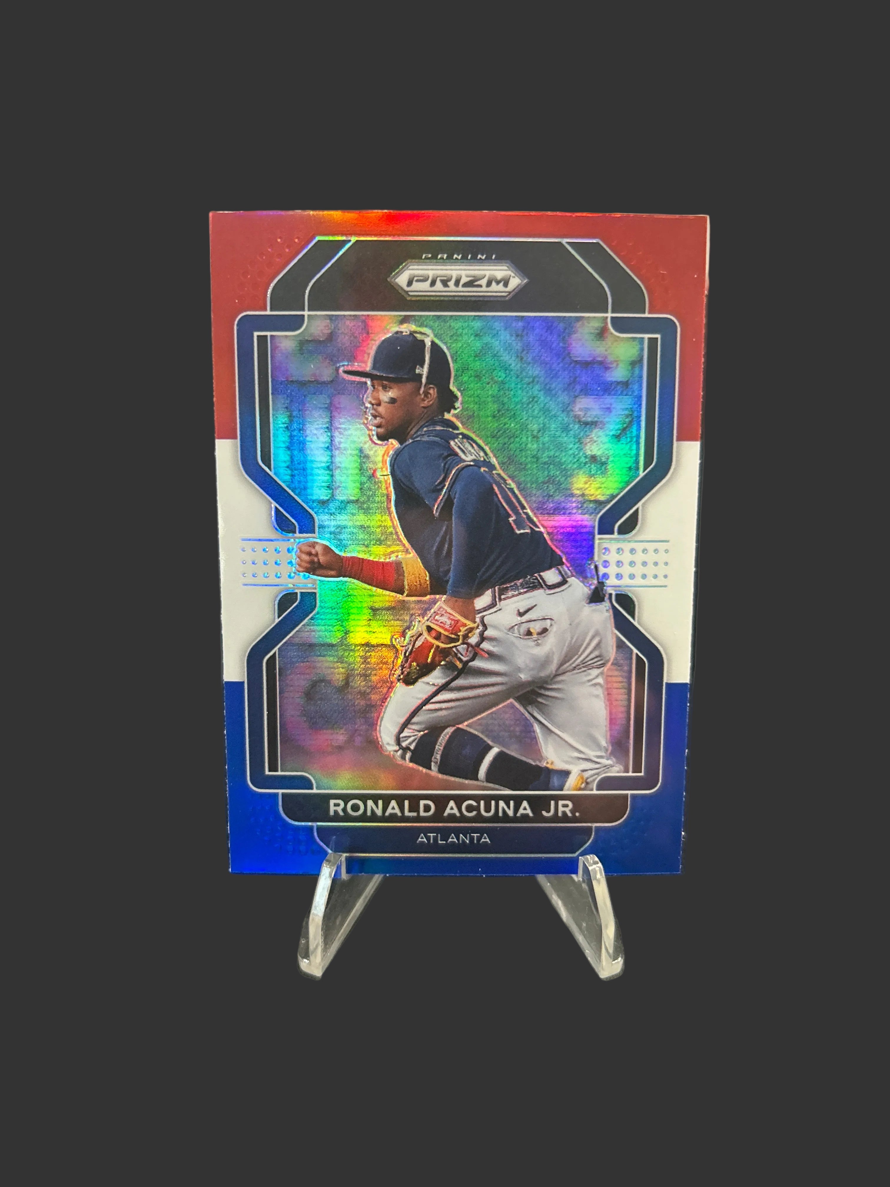 2022 Panini Prizm - Tier III Ronald Acuña Jr. #245 Red White & Blue Prizm