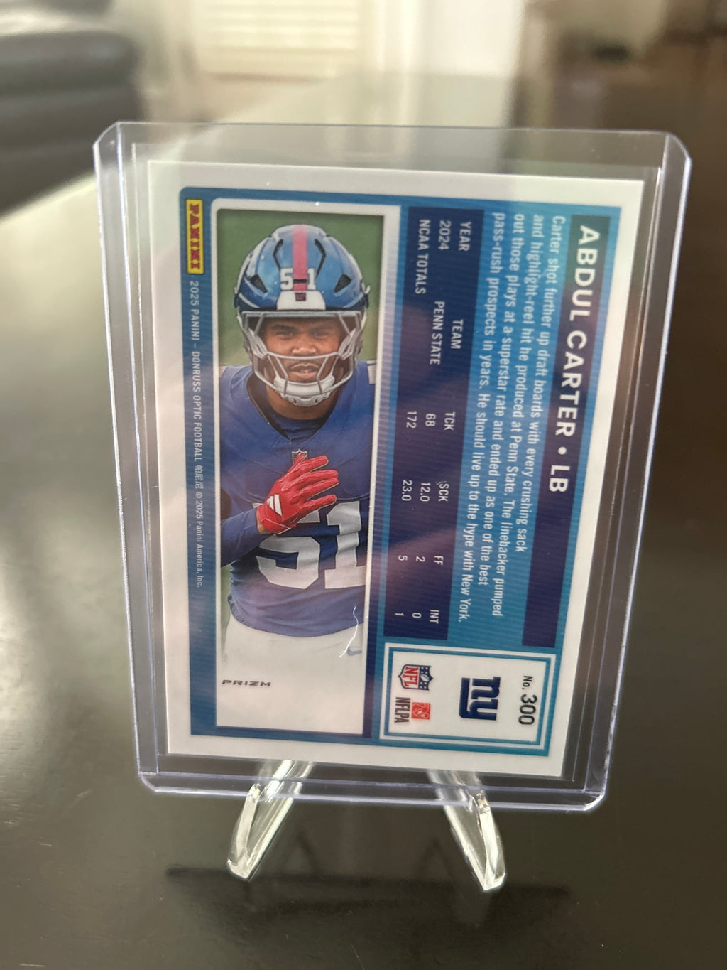 Abdul Carter 2025 Donruss Optic Rated Rookie Green Hyper #300 Giants