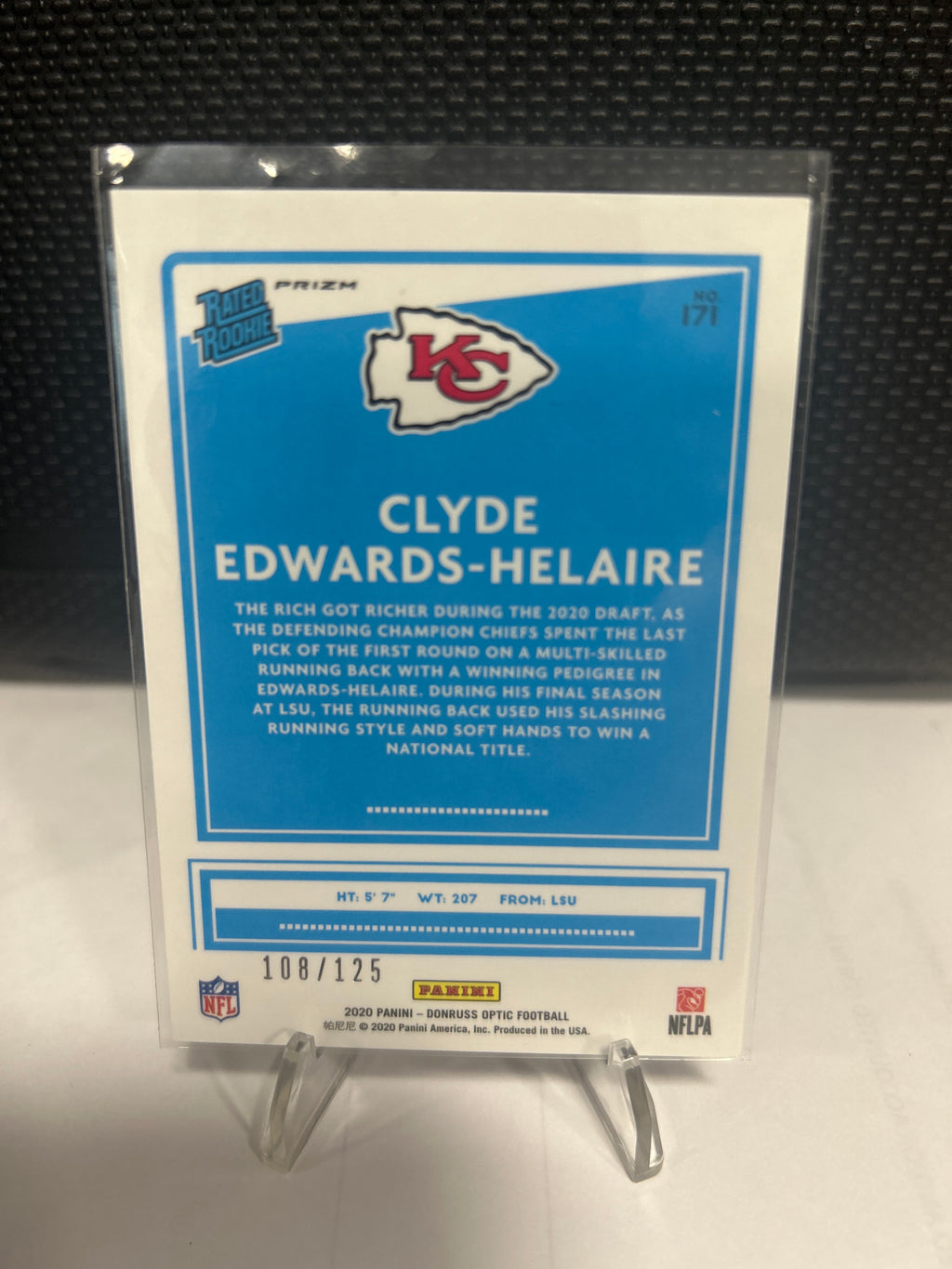 2020 OPTIC CLYDE EDWARDS-HELAIRE WHITE SPARKLE RC REFRACTOR SSP BEAUTIFUL CHIEFS /125
