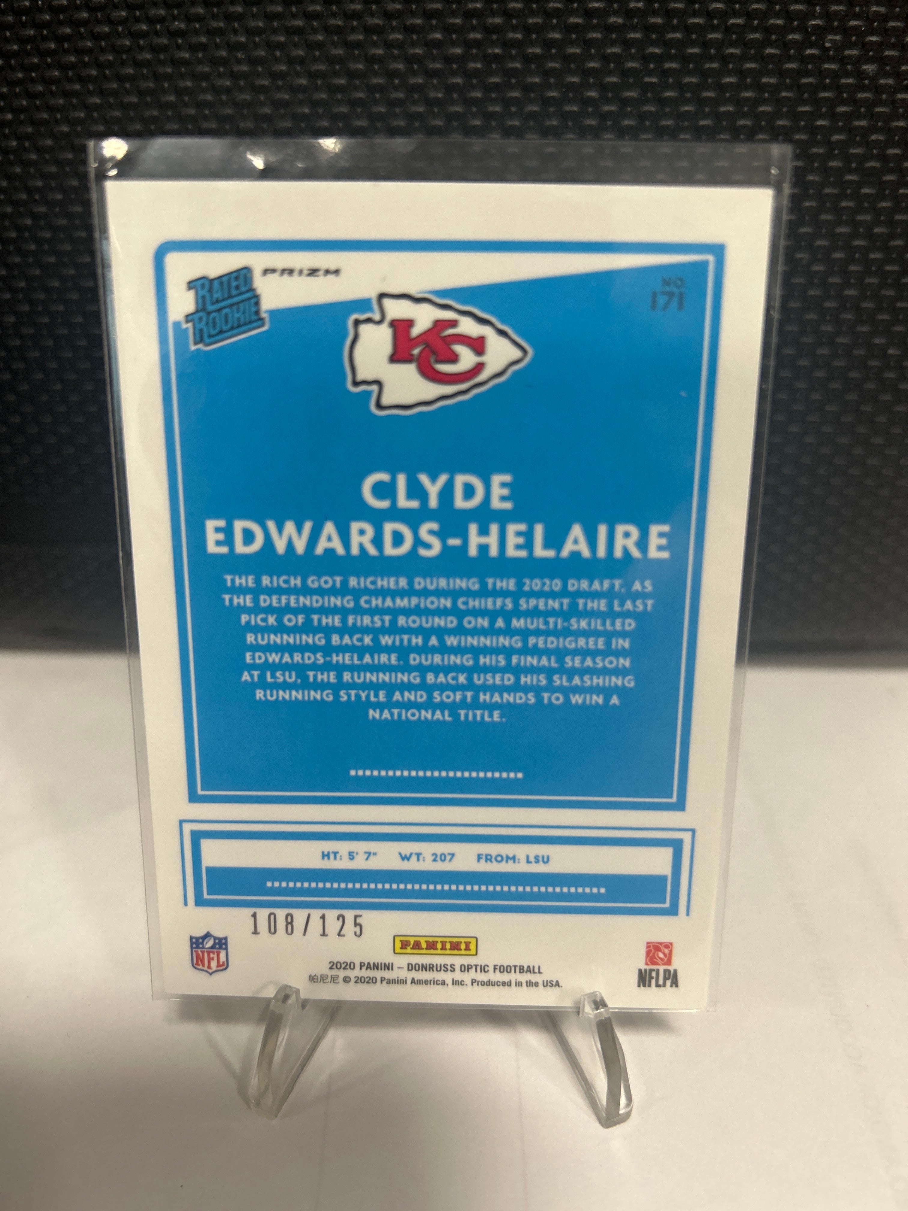 2020 OPTIC CLYDE EDWARDS-HELAIRE WHITE SPARKLE RC REFRACTOR SSP BEAUTIFUL CHIEFS /125