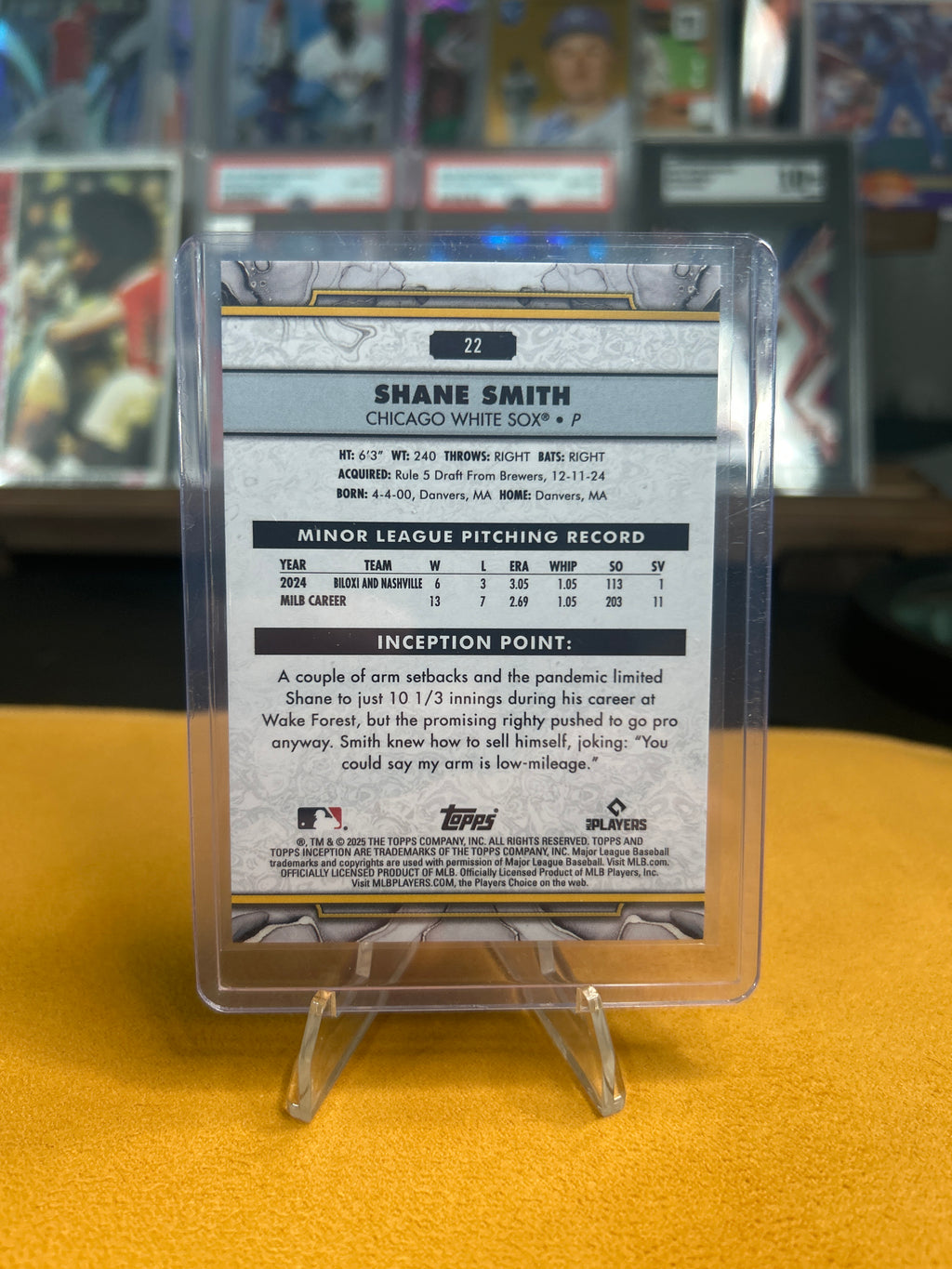 2025 Topps Inception - Shane Smith #22 (RC) Rookie Chicago White Sox