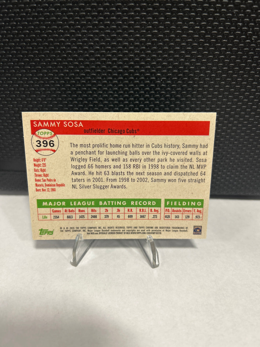 #396 Sammy Sosa 2025 Topps Chrome Platinum Chicago Cubs