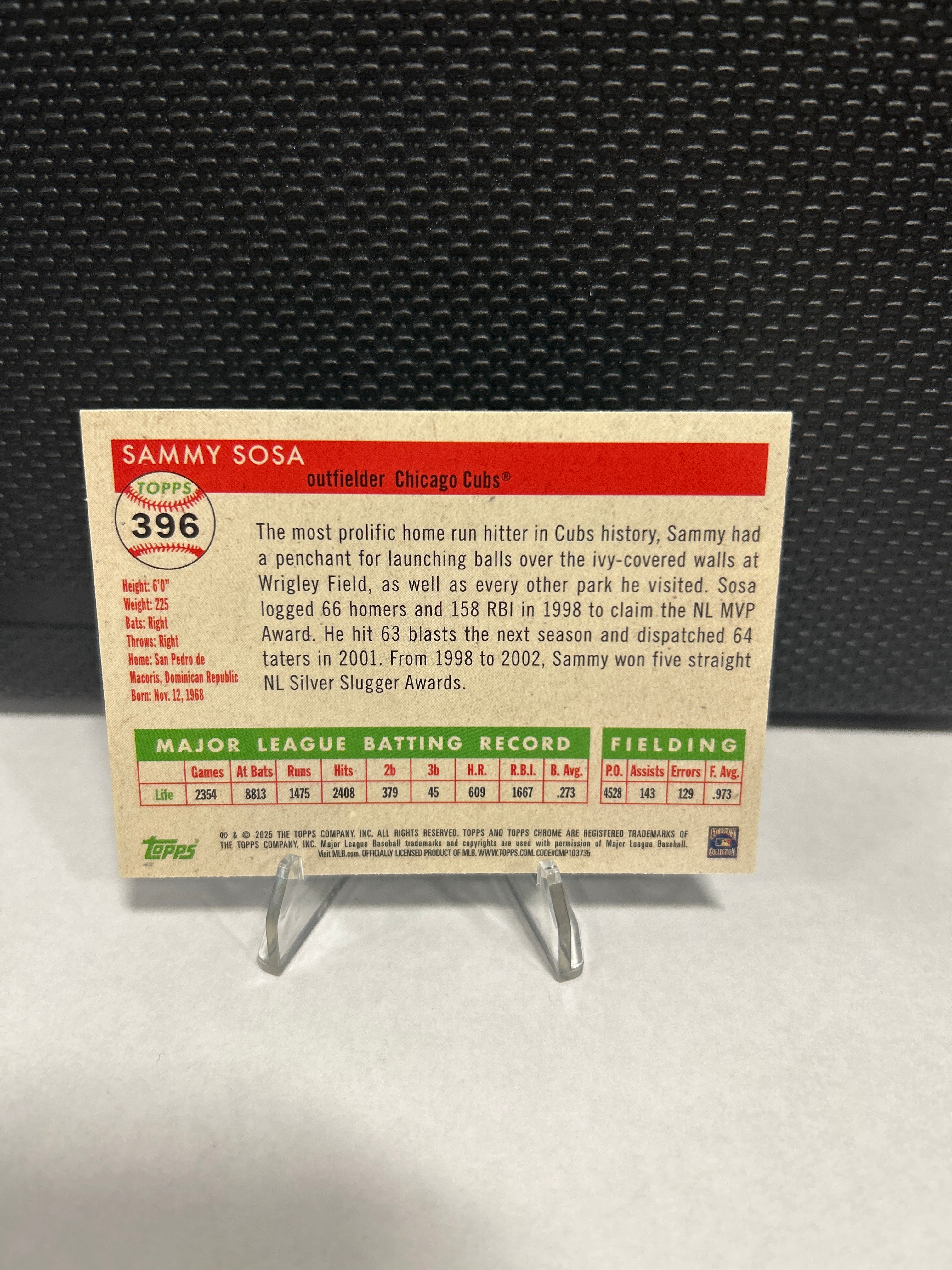 #396 Sammy Sosa 2025 Topps Chrome Platinum Chicago Cubs