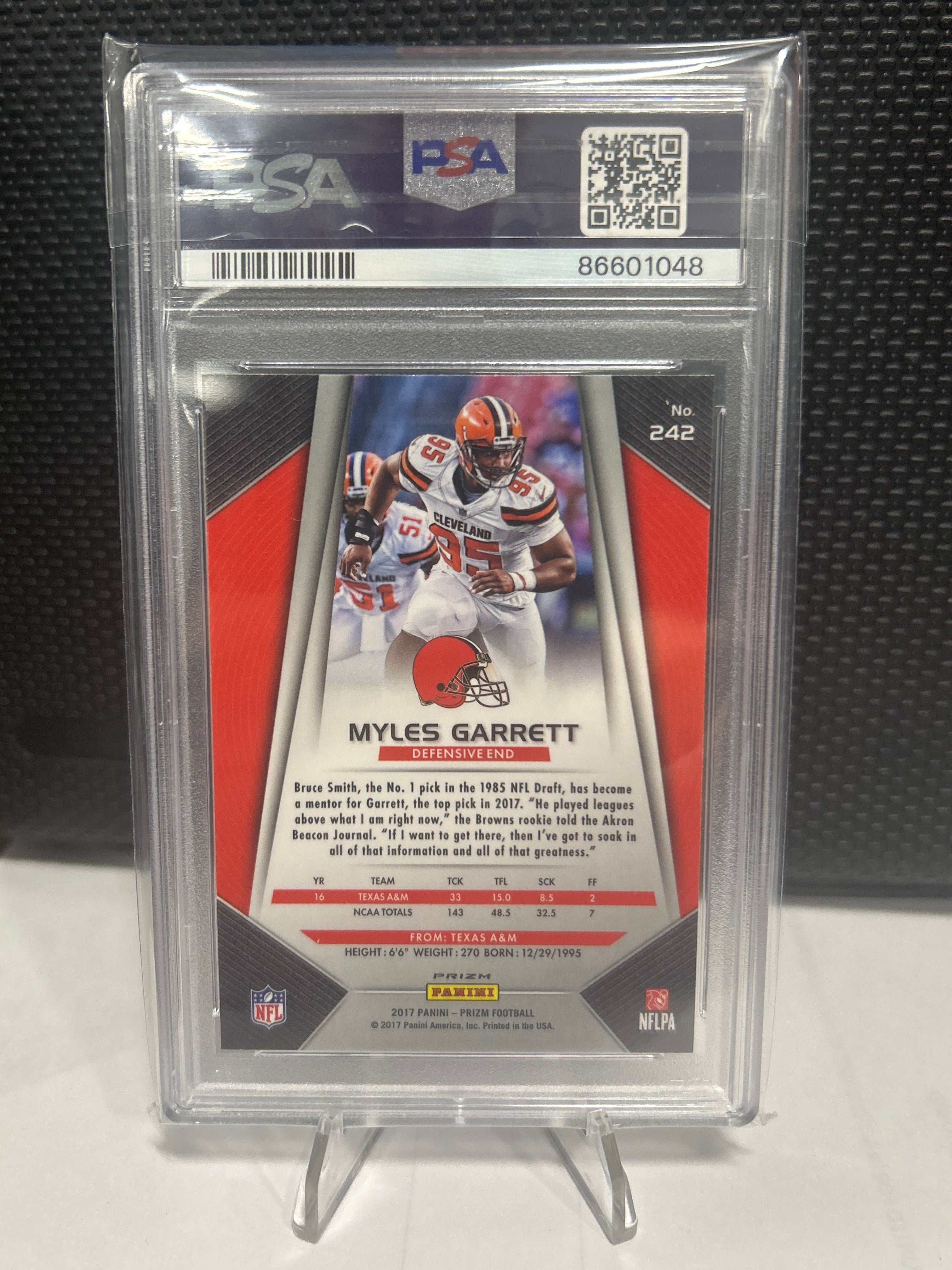 2017 Prizm Myles Garrett Red White & Blue Prizm RC #242 PSA 10 Gem Mint POP 21