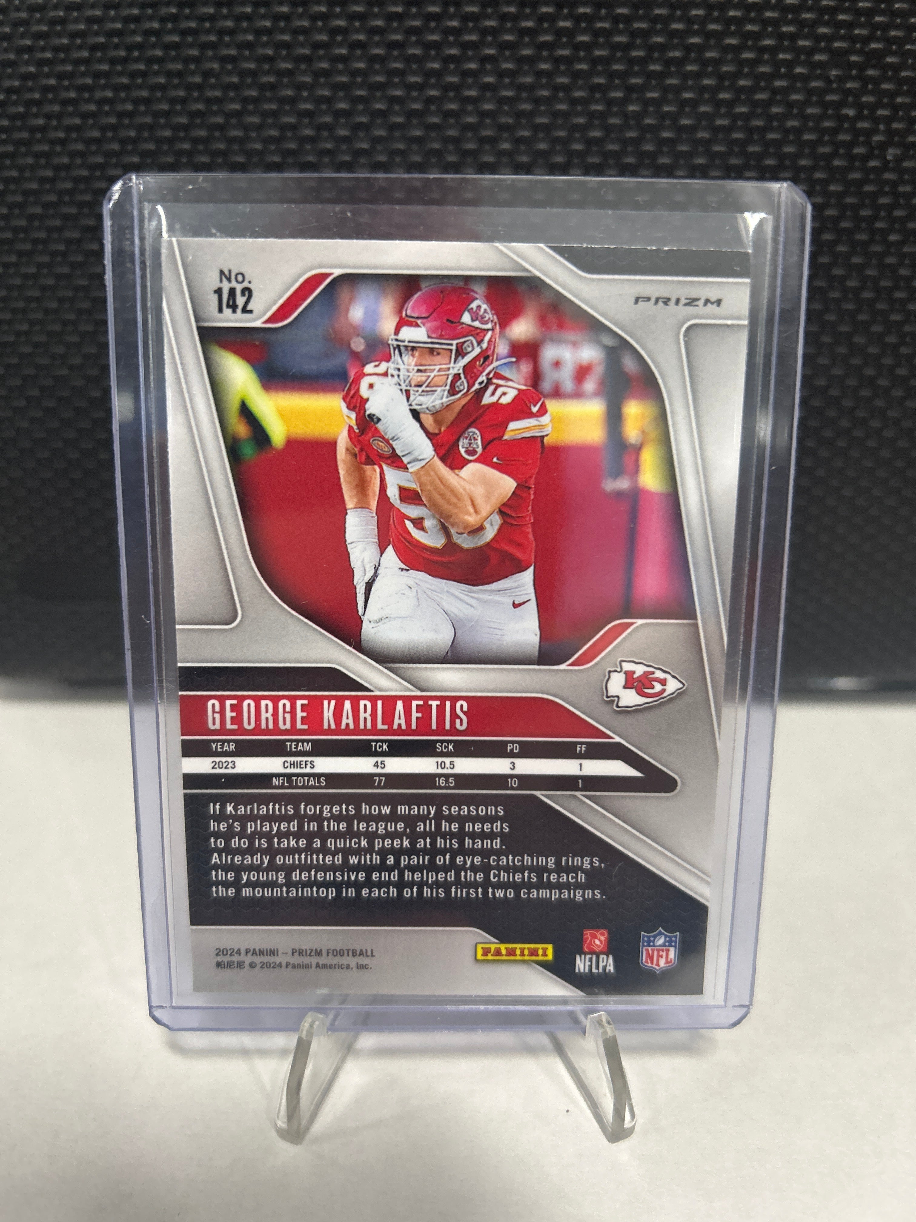 2024 Panini Prizm- Geaorge Karlaftis Orange Lazer Prizm #142 Chiefs