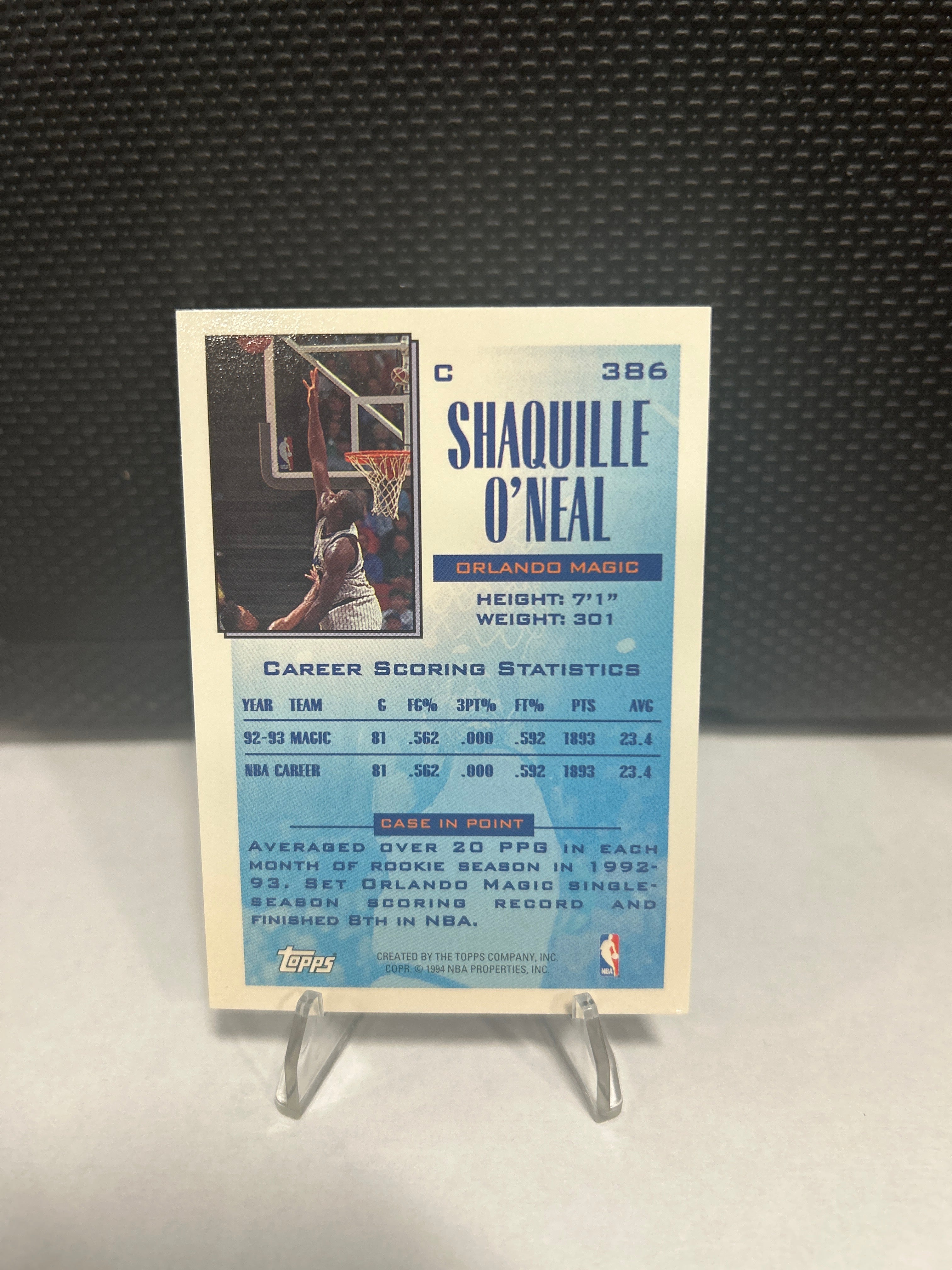 Topps 1993-94 Future Scoring Leader Insert Shaquille O'Neal Magic #386