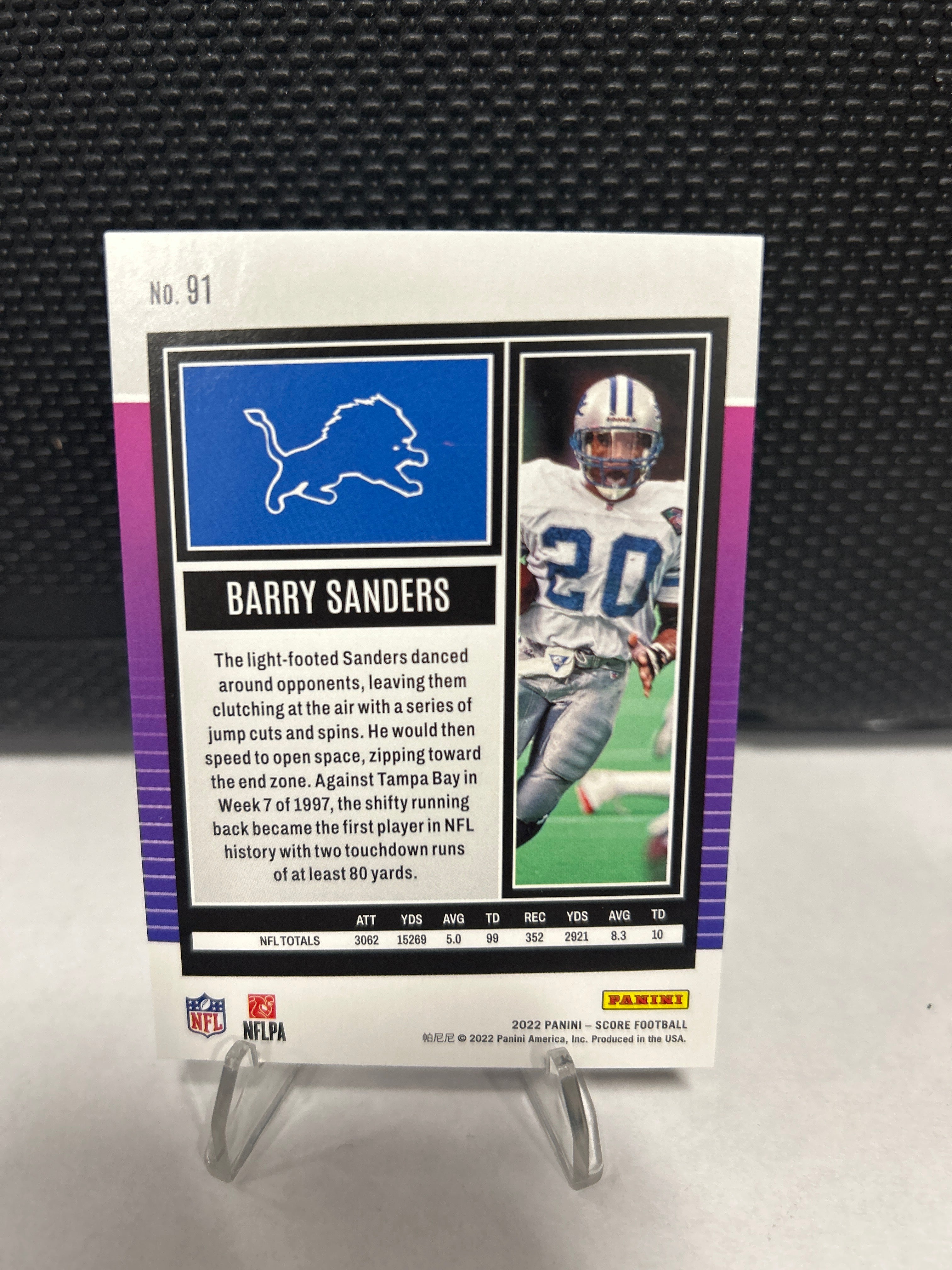 2022 Panini Score Football - Barry Sanders #91 - Red Dots #'d /499 Lions