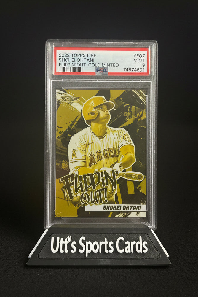 2022 Topps Fire Flippin Out Gold Minted Card of Shohei Ohtani - Angels PSA 9