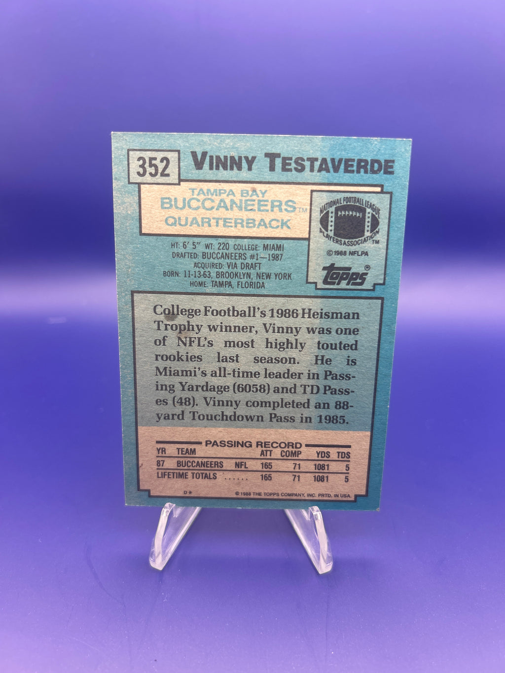 1988 Topps - Vinny Testaverde #352 (RC)