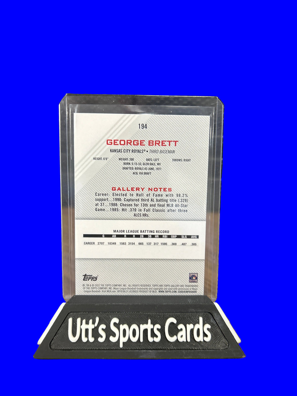 2022 Topps Gallery #194 Rainbow Foil George Brett -Kansas City Royals-