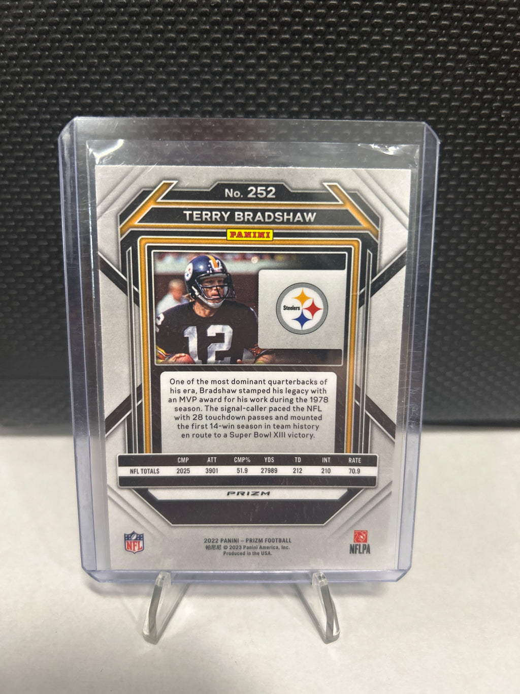 2022 Panini Prizm Red White and Blue #252 Terry Bradshaw Pittsburgh Steelers SP