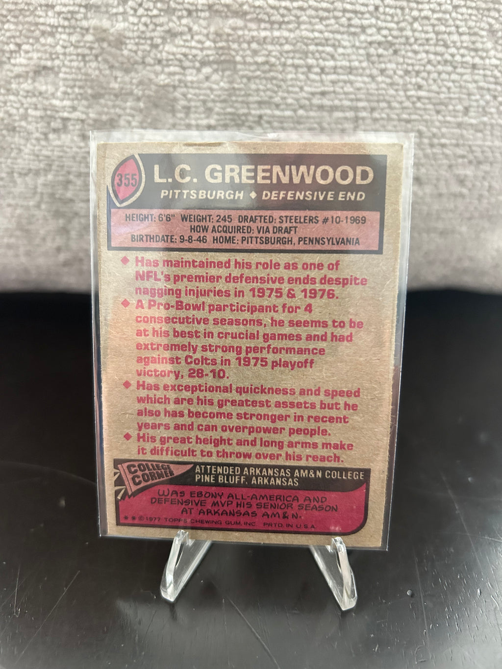 1977 Topps Mexican #355 L.C. Greenwood
