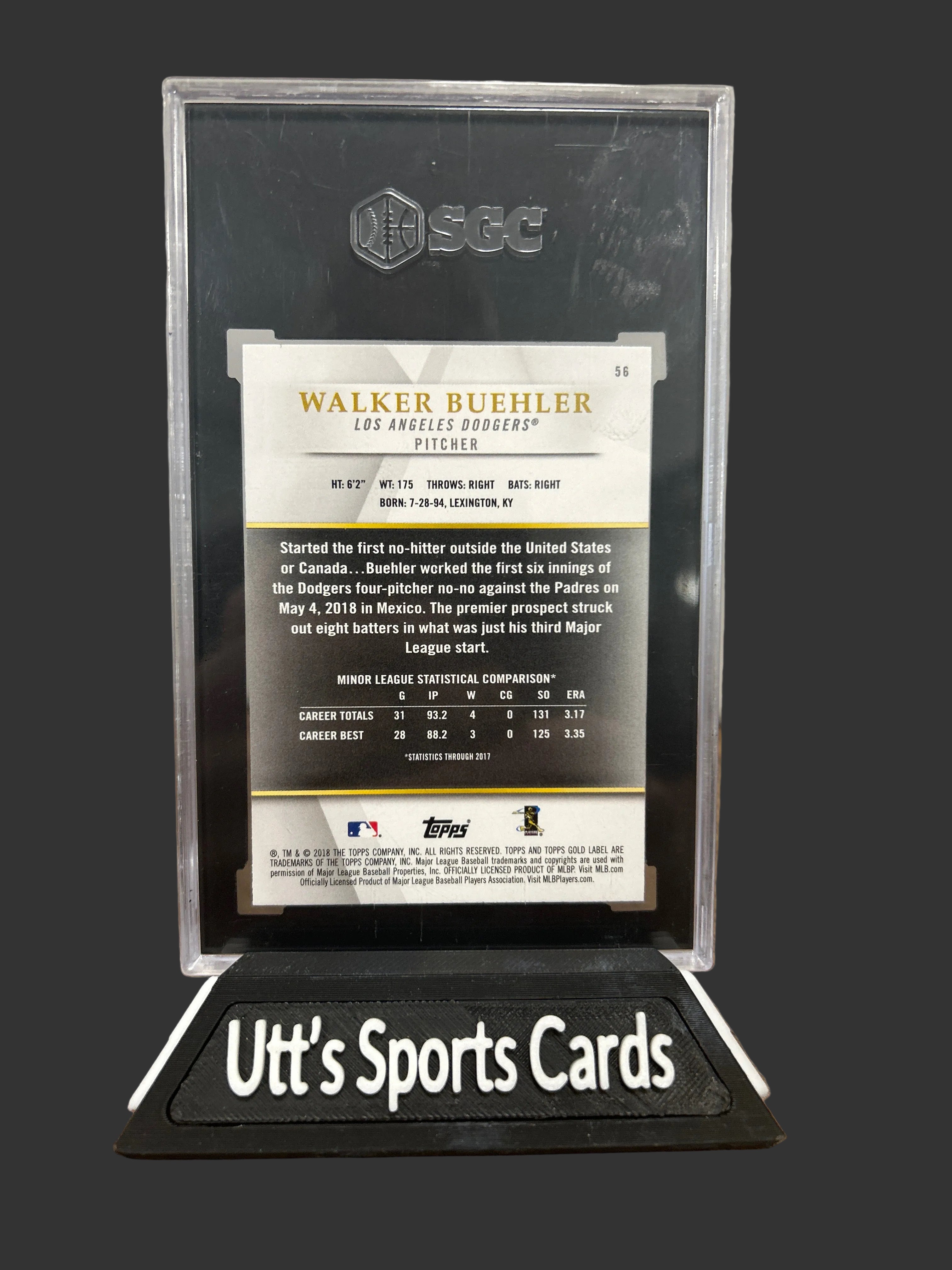 2018 Topps Gold Label #56 Walker Buehler rookie card RC Class 3 Dodgers