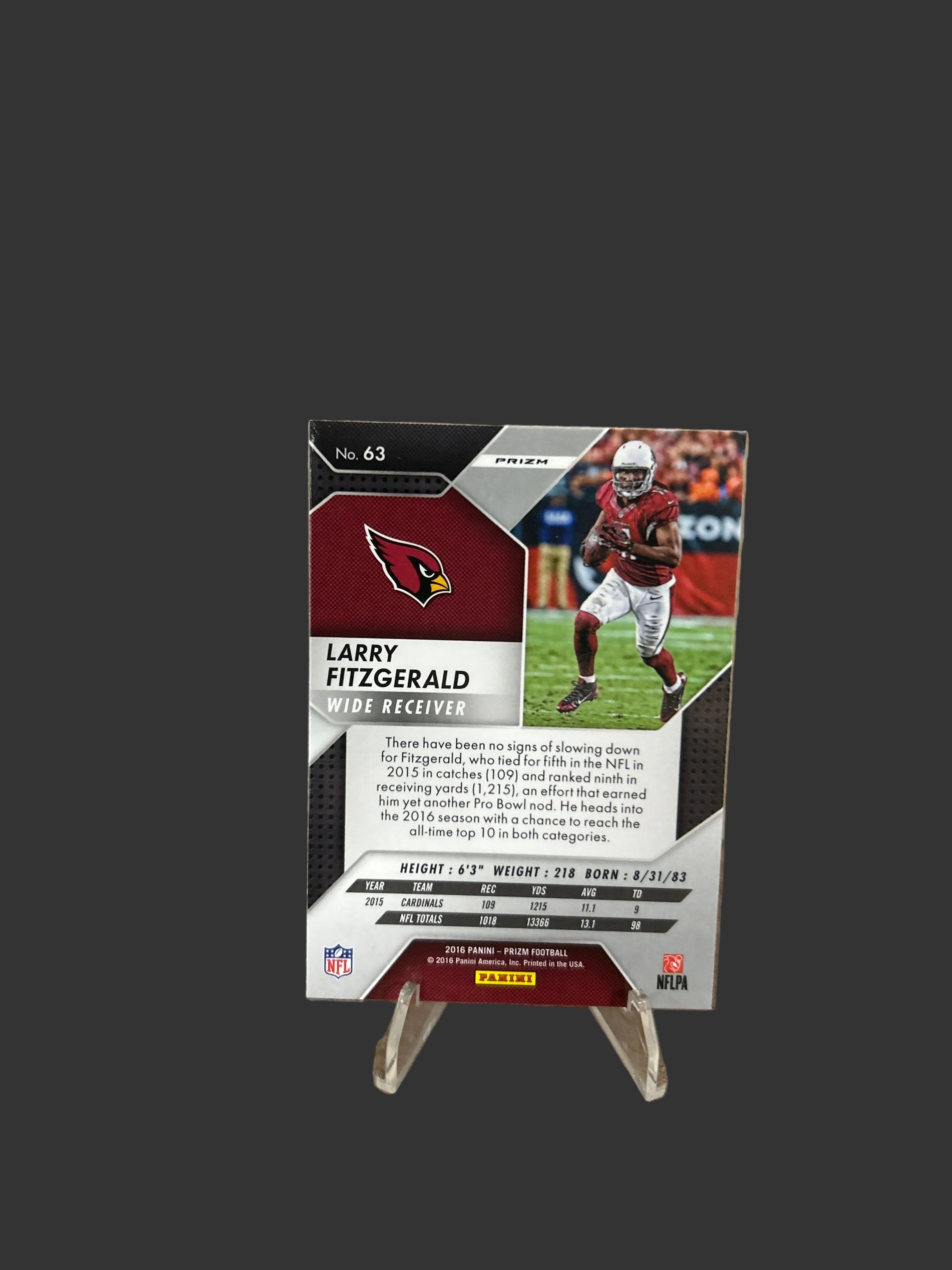 2016 Prizm Larry Fitzgerald Red White & Blue Disco Refractor card
