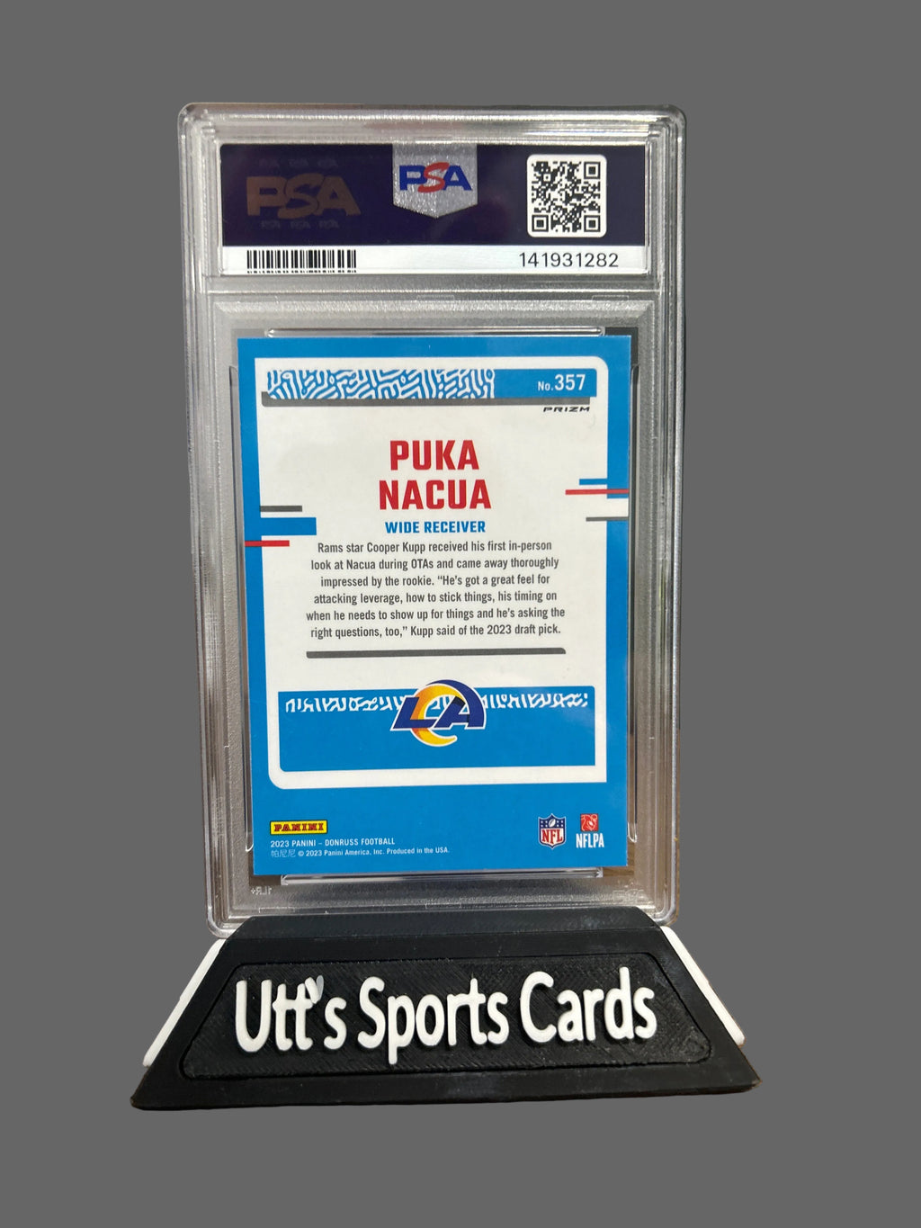 2023 Donruss Optic Preview Red & Green Puka Nacua #357 PSA 10 Rookie RC Rams