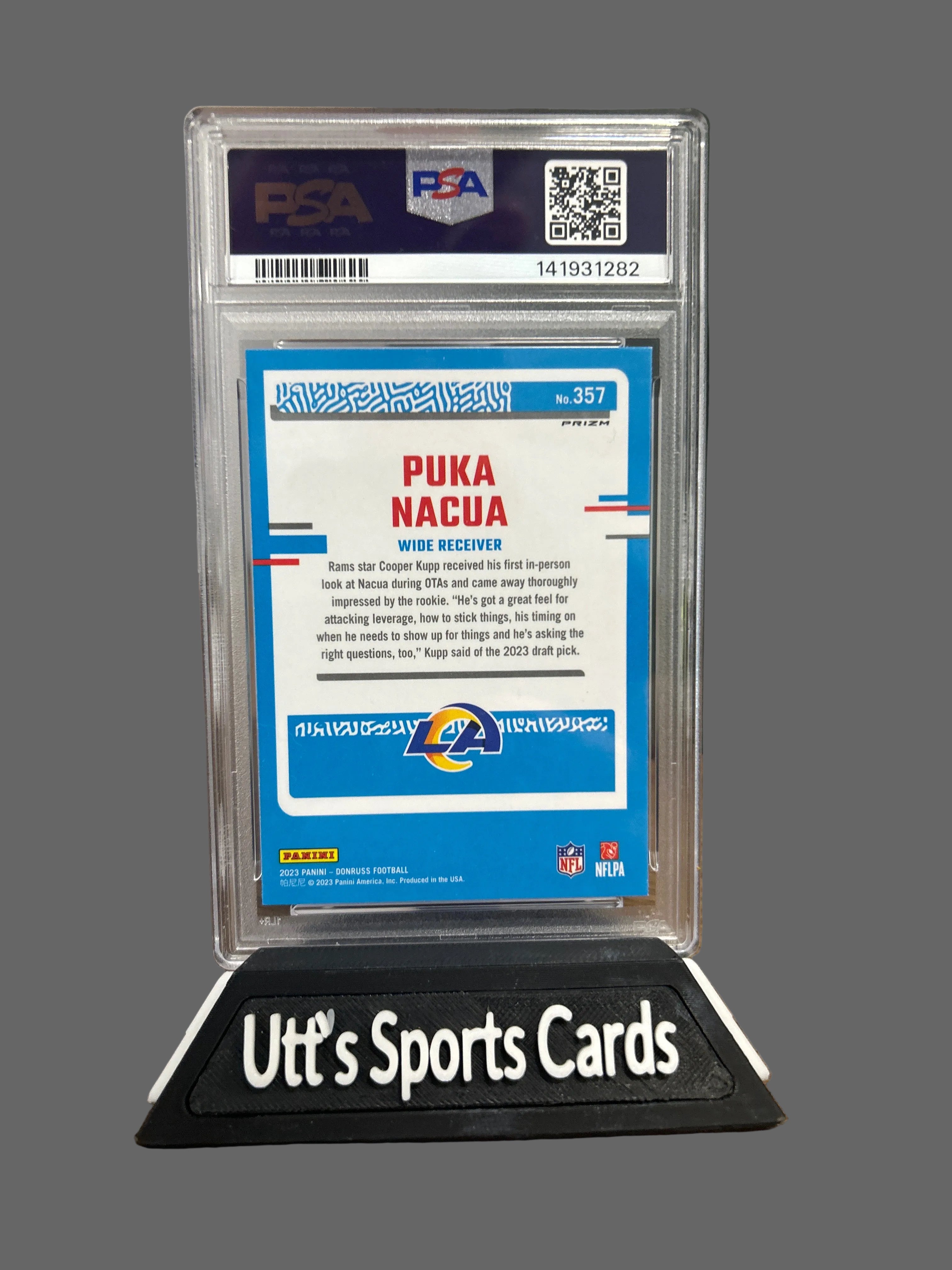 2023 Donruss Optic Preview Red & Green Puka Nacua #357 PSA 10 Rookie RC Rams
