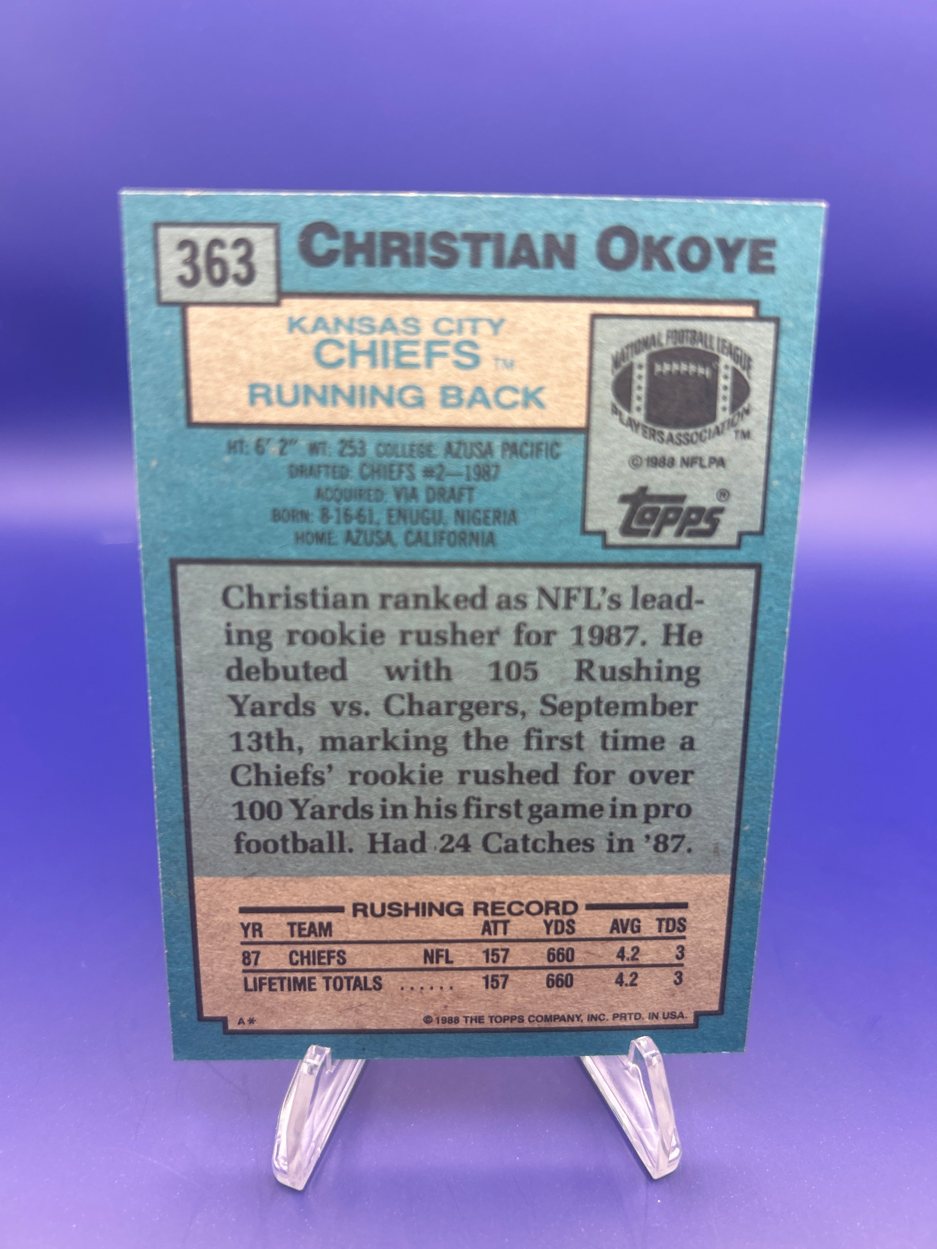 1988 Topps - Christian Okoye #363 (RC) NM/MT