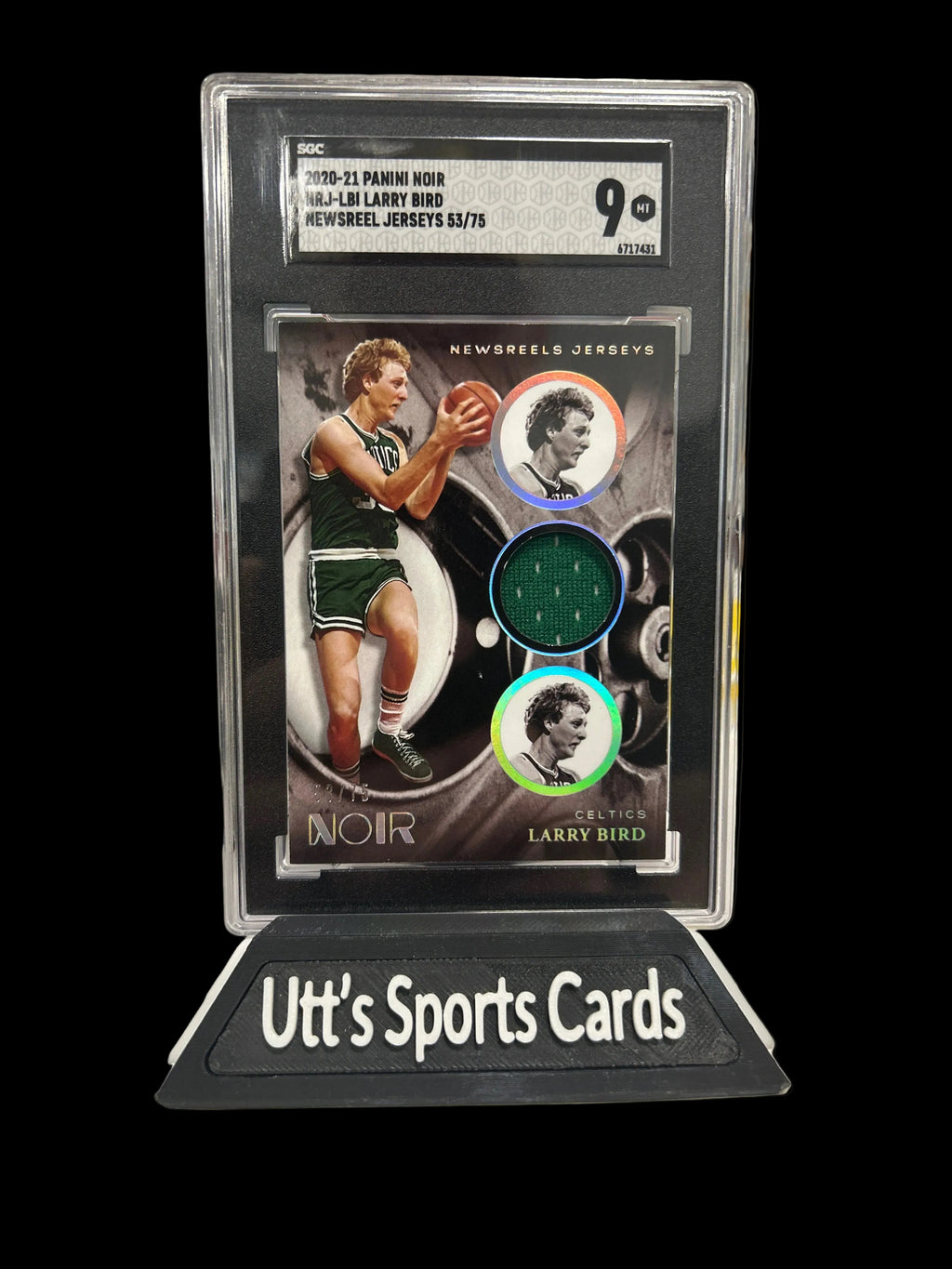 2020-21 Panini Noir - Newsreels Jerseys Larry Bird #NRJ-LBI 53/75 (MEM)